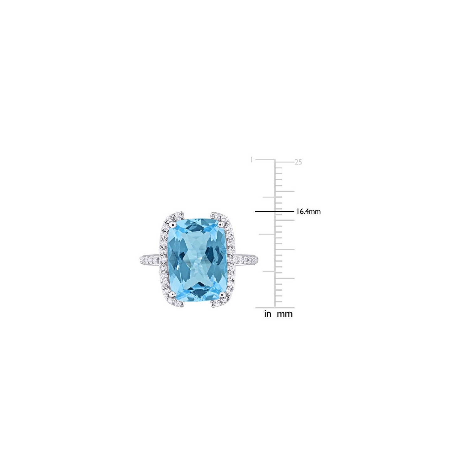 9.00 Carat Sky Blue Topaz and White Topaz Ring in Sterling Silver