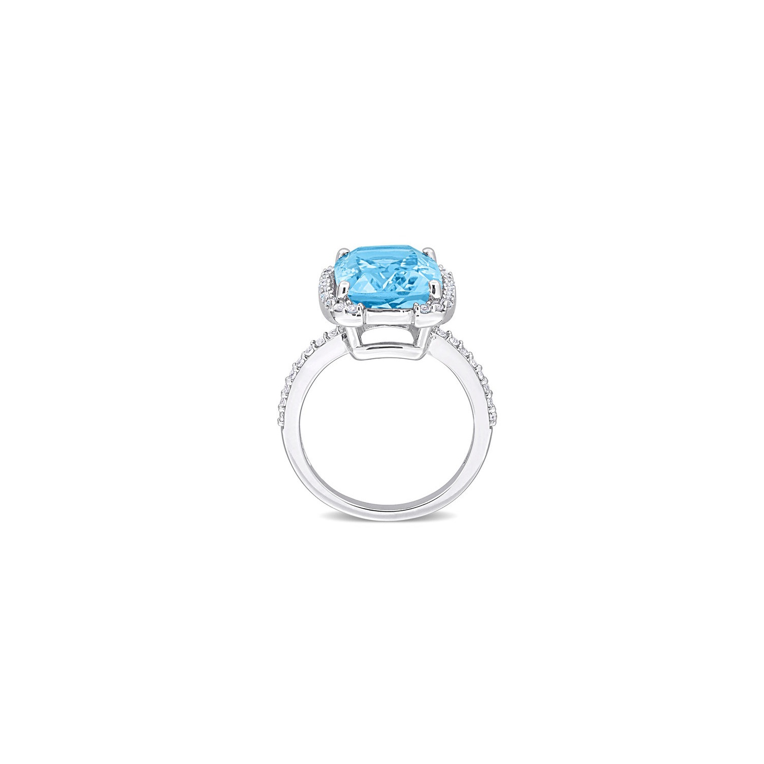 9.00 Carat Sky Blue Topaz and White Topaz Ring in Sterling Silver