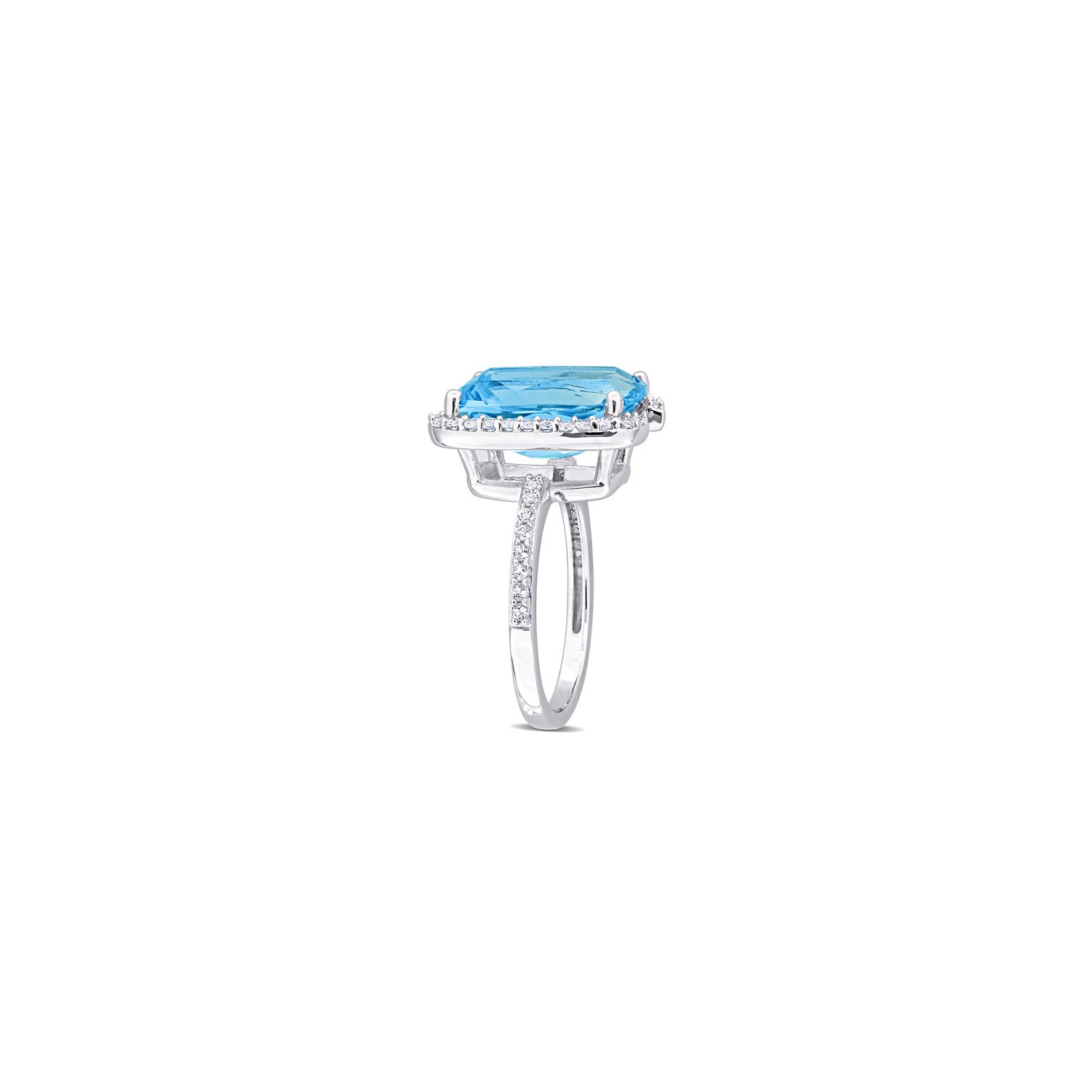 9.00 Carat Sky Blue Topaz and White Topaz Ring in Sterling Silver