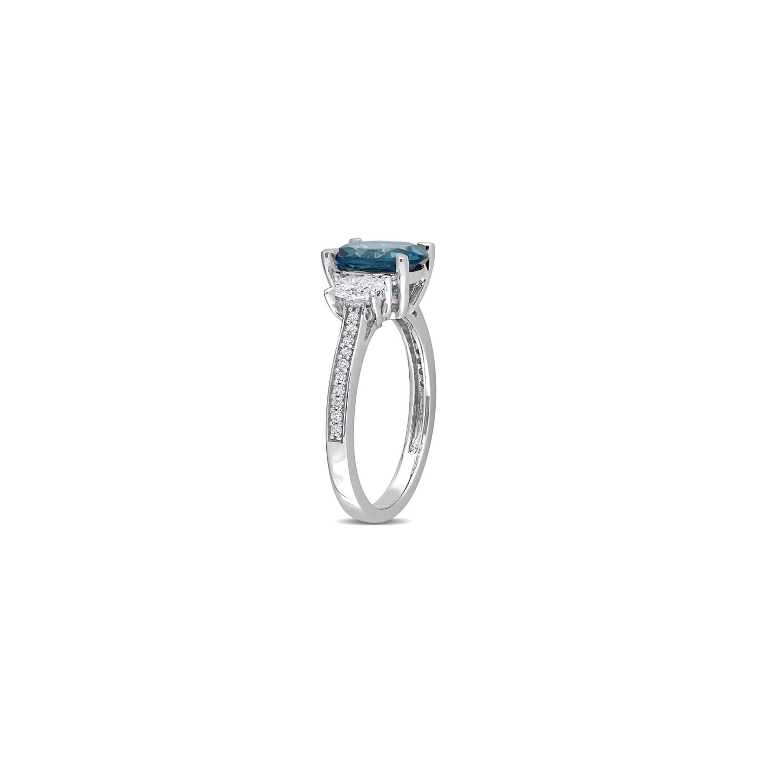 2.50 Carat London Blue Topaz Ring in 14K White Gold with Diamonds