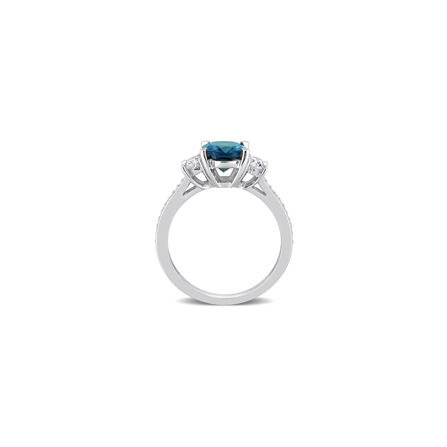 2.50 Carat London Blue Topaz Ring in 14K White Gold with Diamonds
