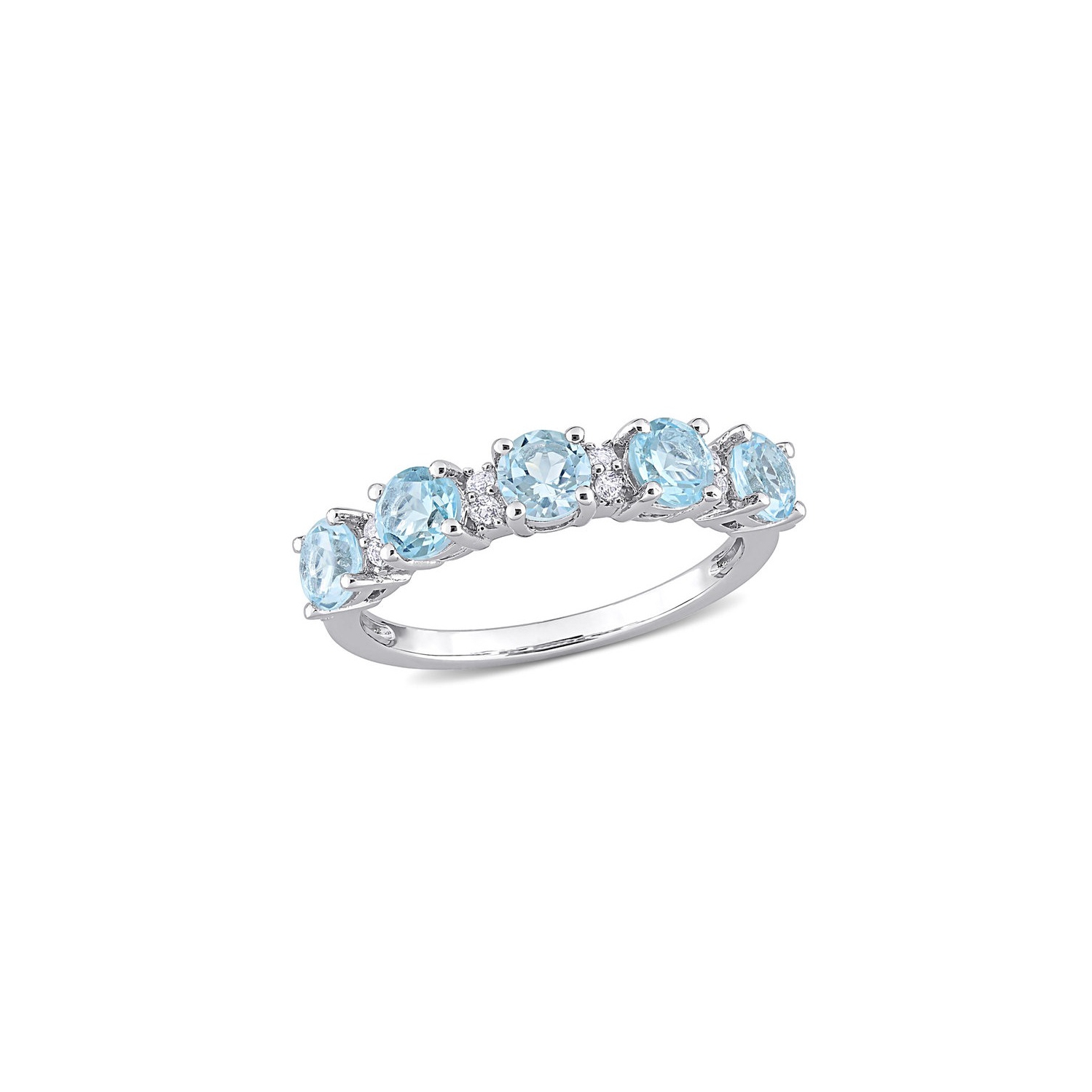 1.50 Carat Blue Topaz Five Stone Band Ring in Sterling Silver