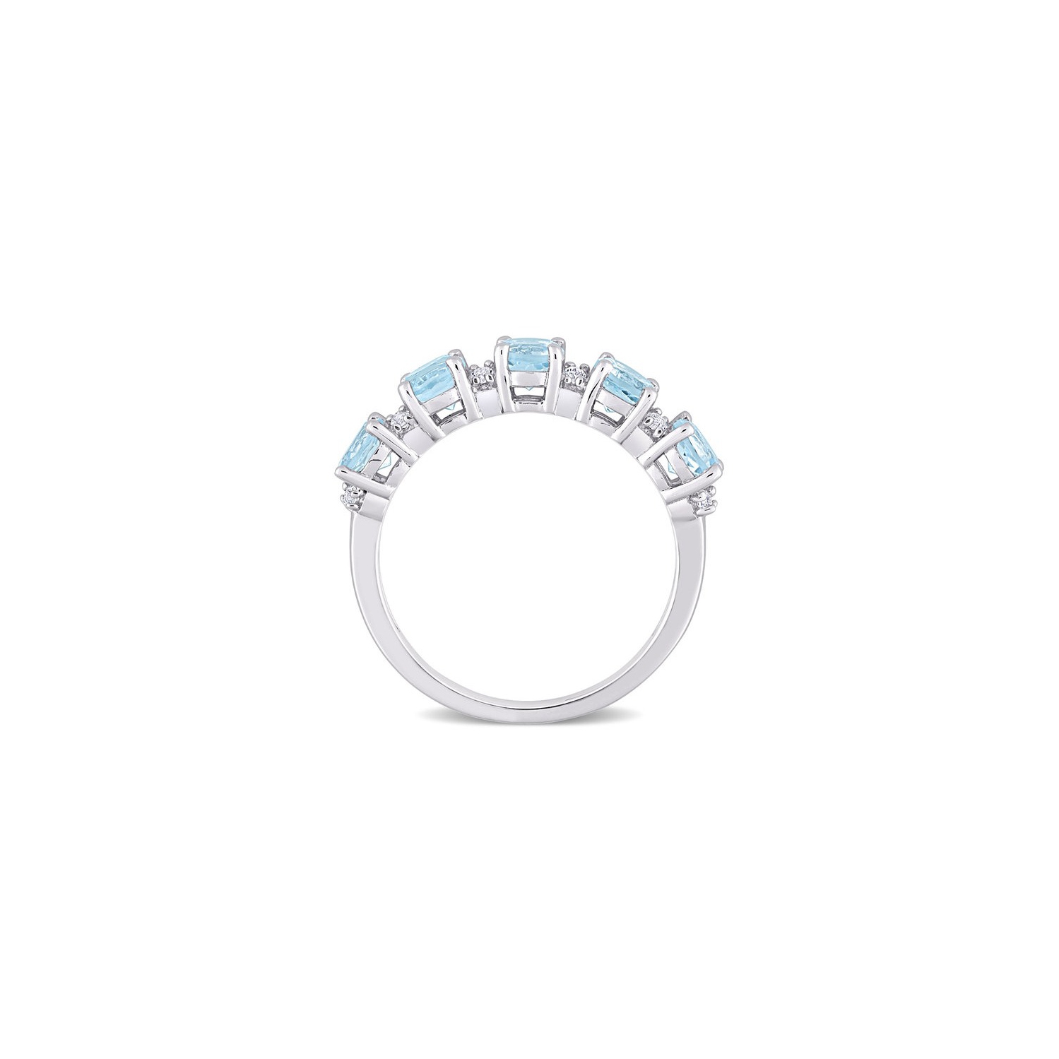 1.50 Carat Blue Topaz Five Stone Band Ring in Sterling Silver