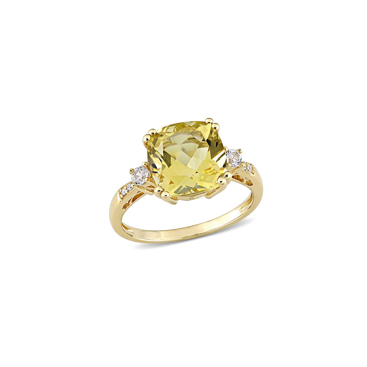 3.50 Carat Cushion-Cut Citrine Ring in 10K Yellow Gold