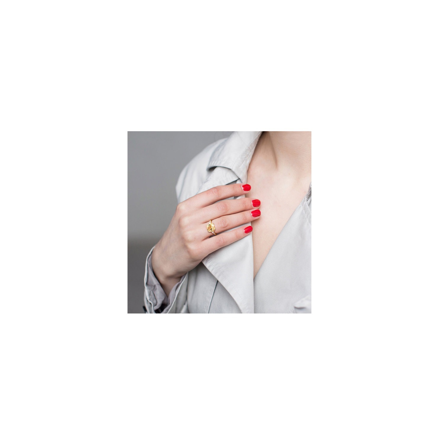 3.50 Carat Cushion-Cut Citrine Ring in 10K Yellow Gold