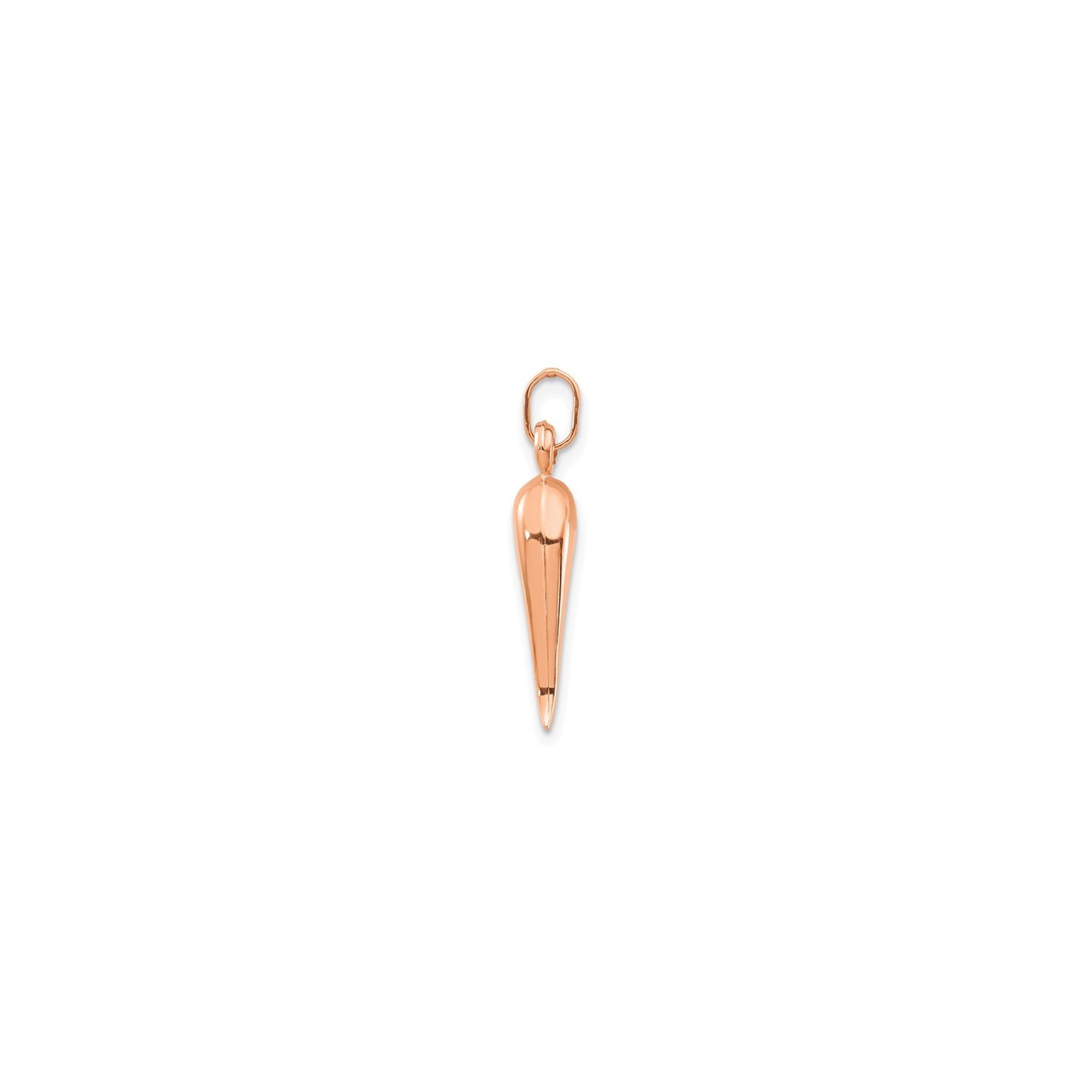 14K Rose Pink Gold Italian Horn Pendant Necklace