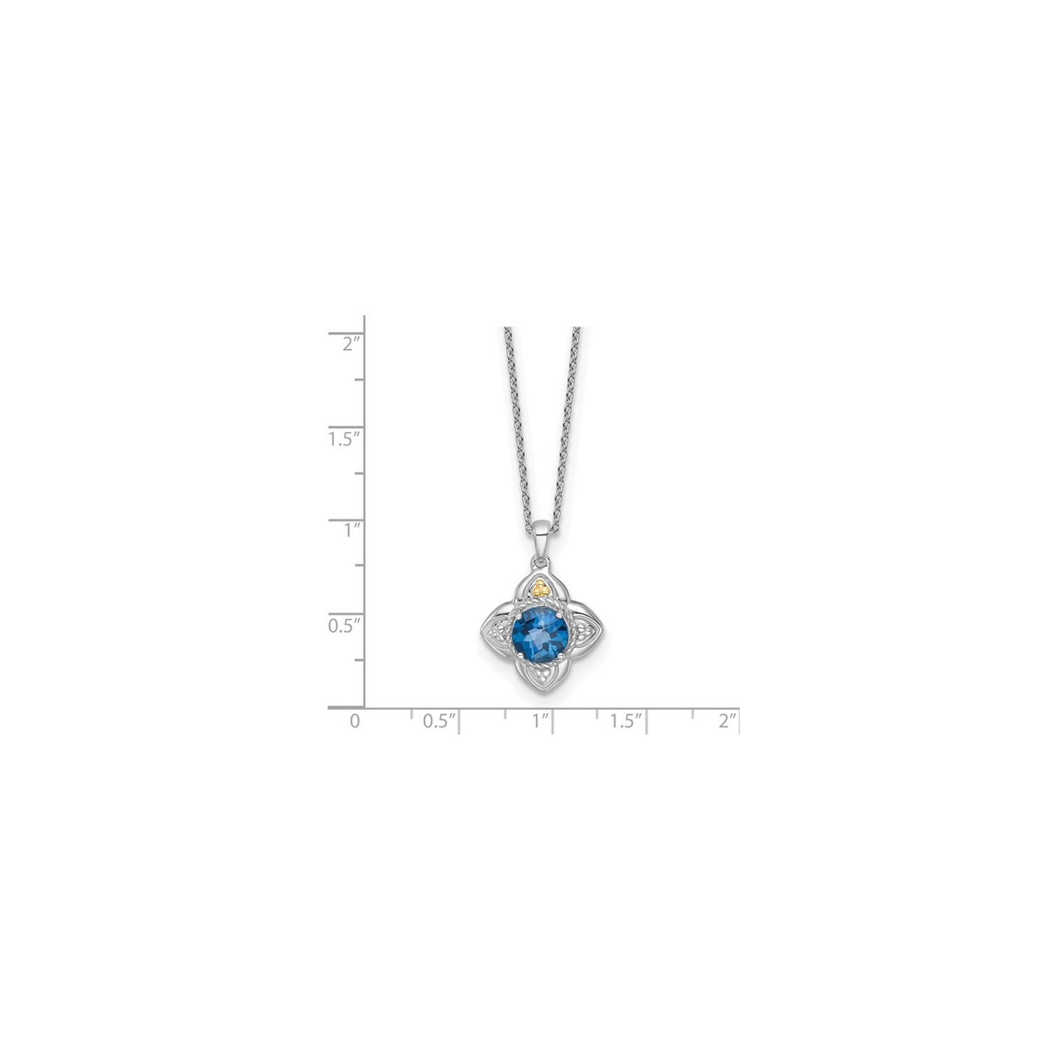 2.10 Carat London Blue Topaz Pendant Necklace in Sterling Silver with Chain