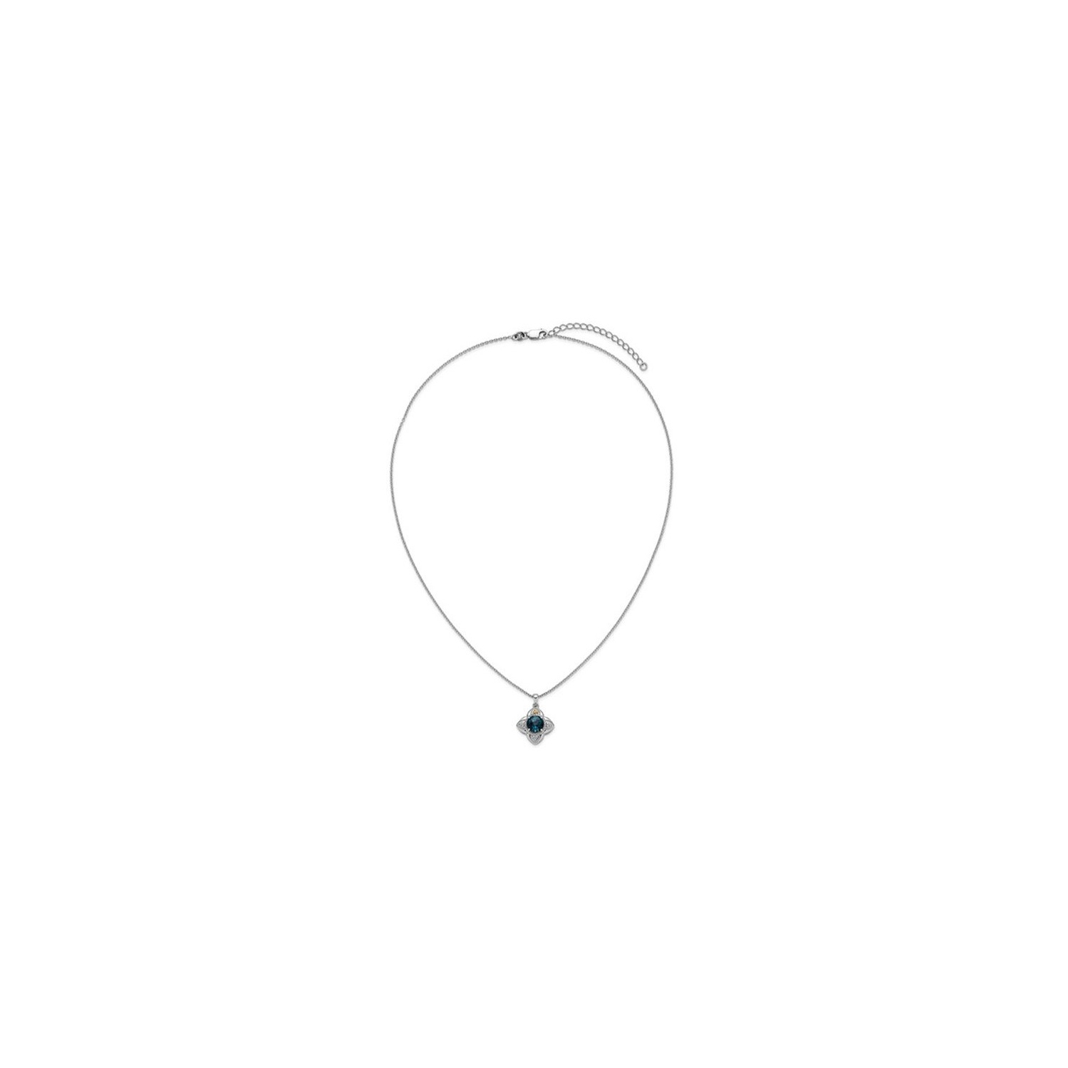 2.10 Carat London Blue Topaz Pendant Necklace in Sterling Silver with Chain