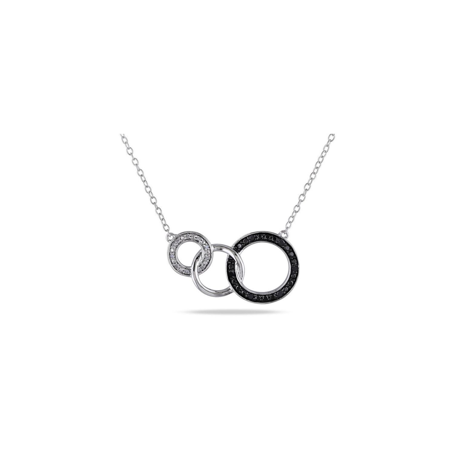 1/10 Carat Diamond Tri-Circle Pendant Necklace in Sterling Silver with Chain