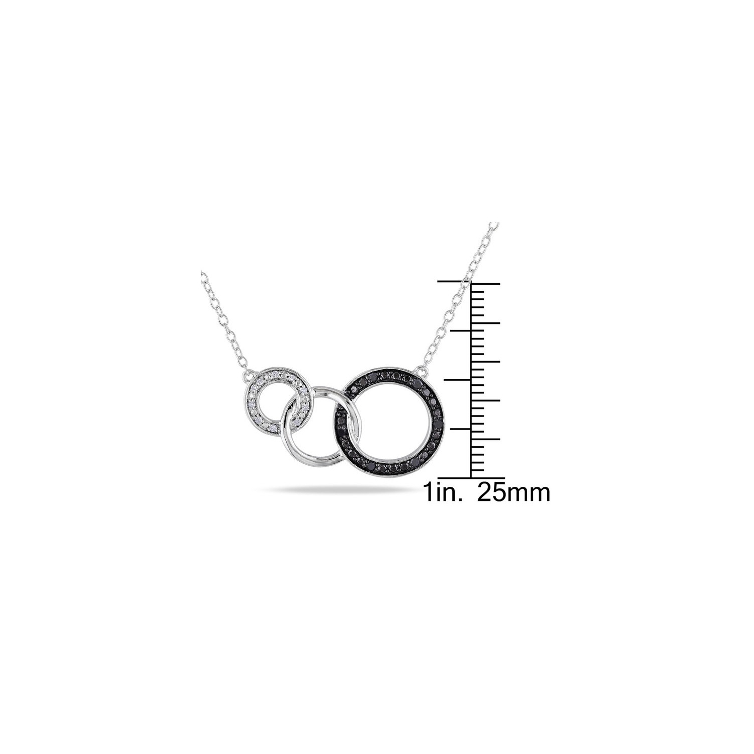 1/10 Carat Diamond Tri-Circle Pendant Necklace in Sterling Silver with Chain