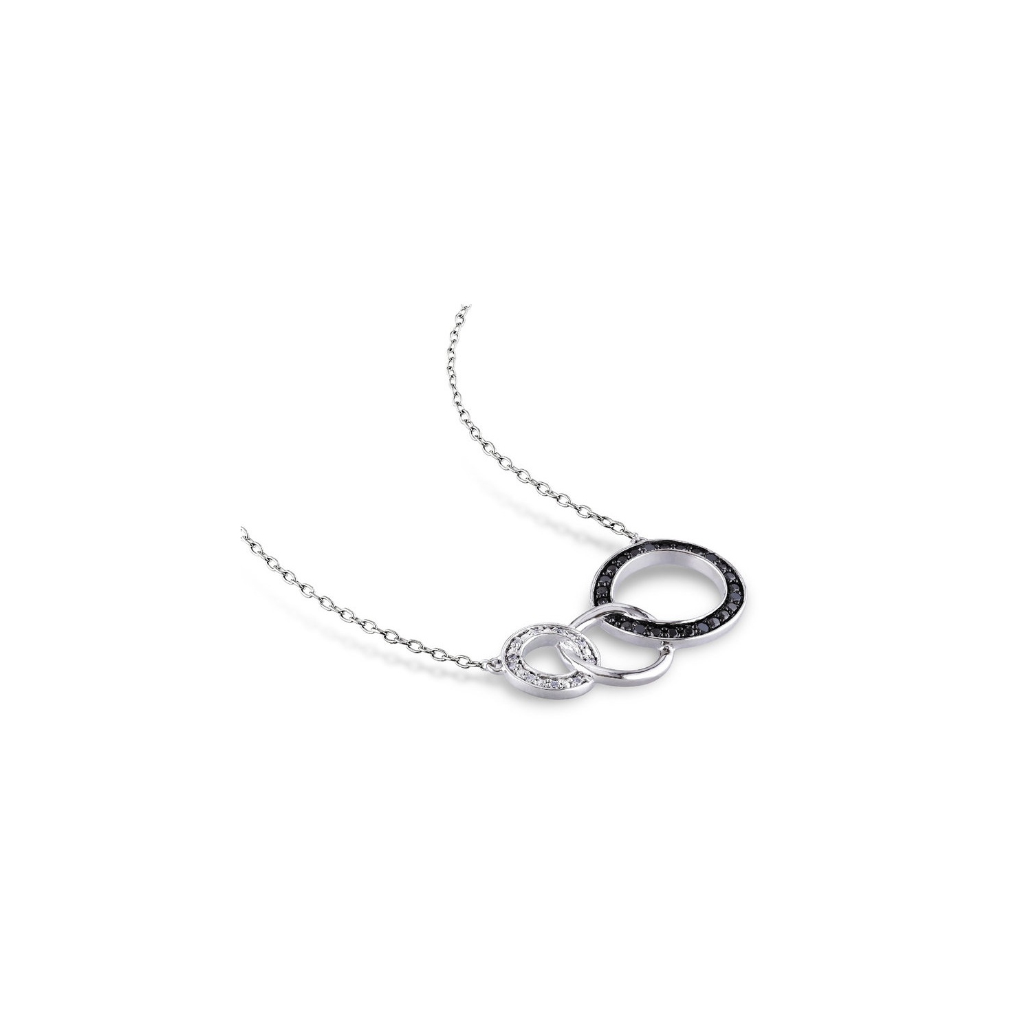 1/10 Carat Diamond Tri-Circle Pendant Necklace in Sterling Silver with Chain