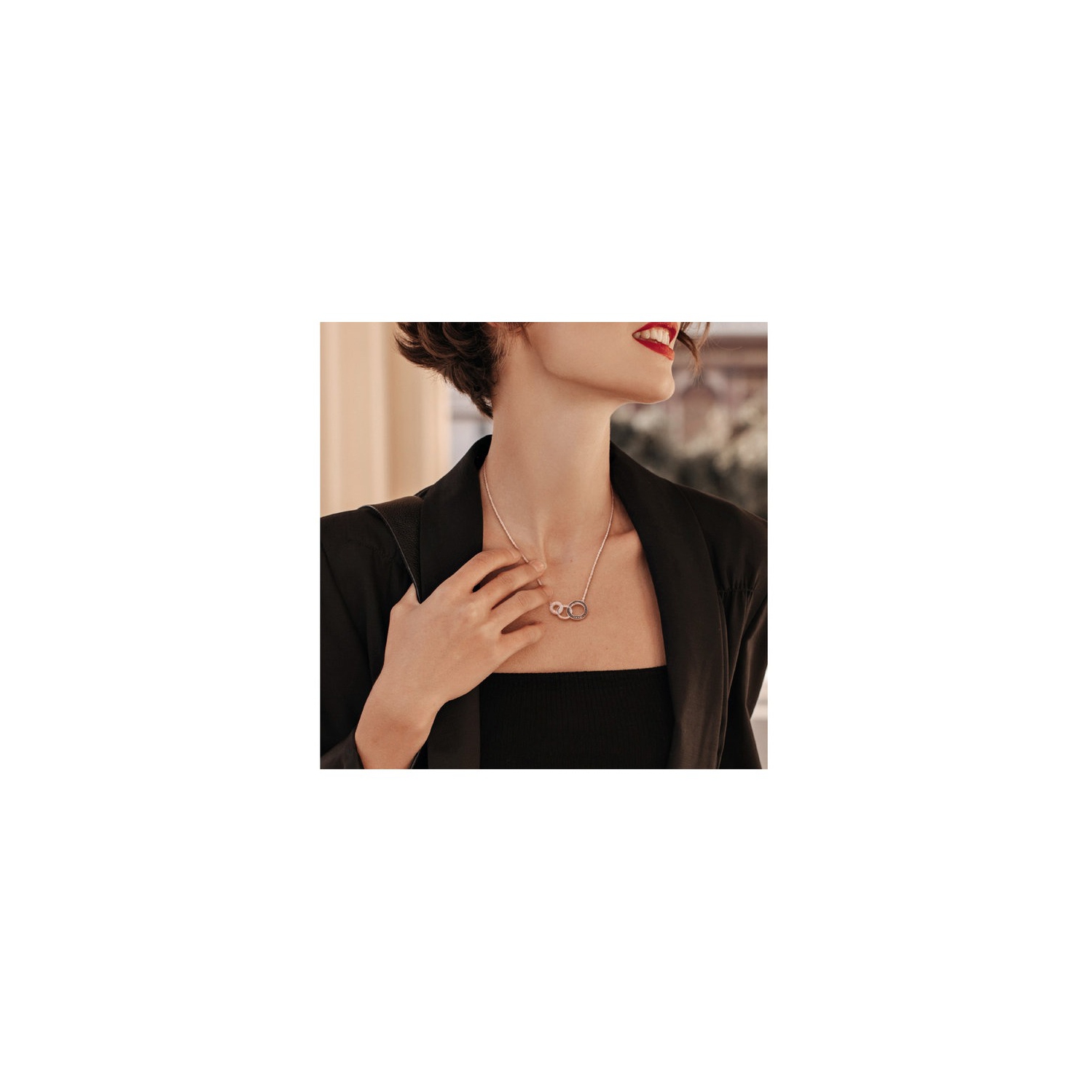 1/10 Carat Diamond Tri-Circle Pendant Necklace in Sterling Silver with Chain