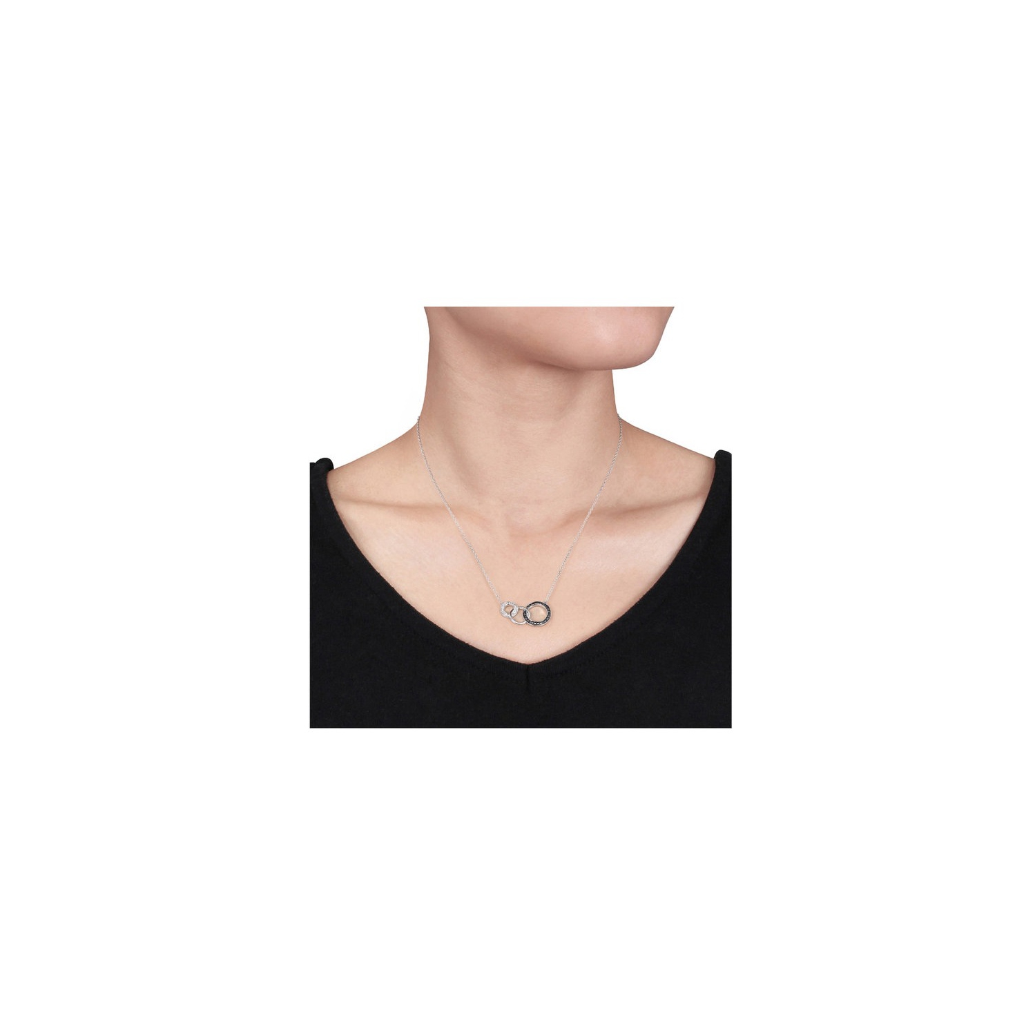 1/10 Carat Diamond Tri-Circle Pendant Necklace in Sterling Silver with Chain