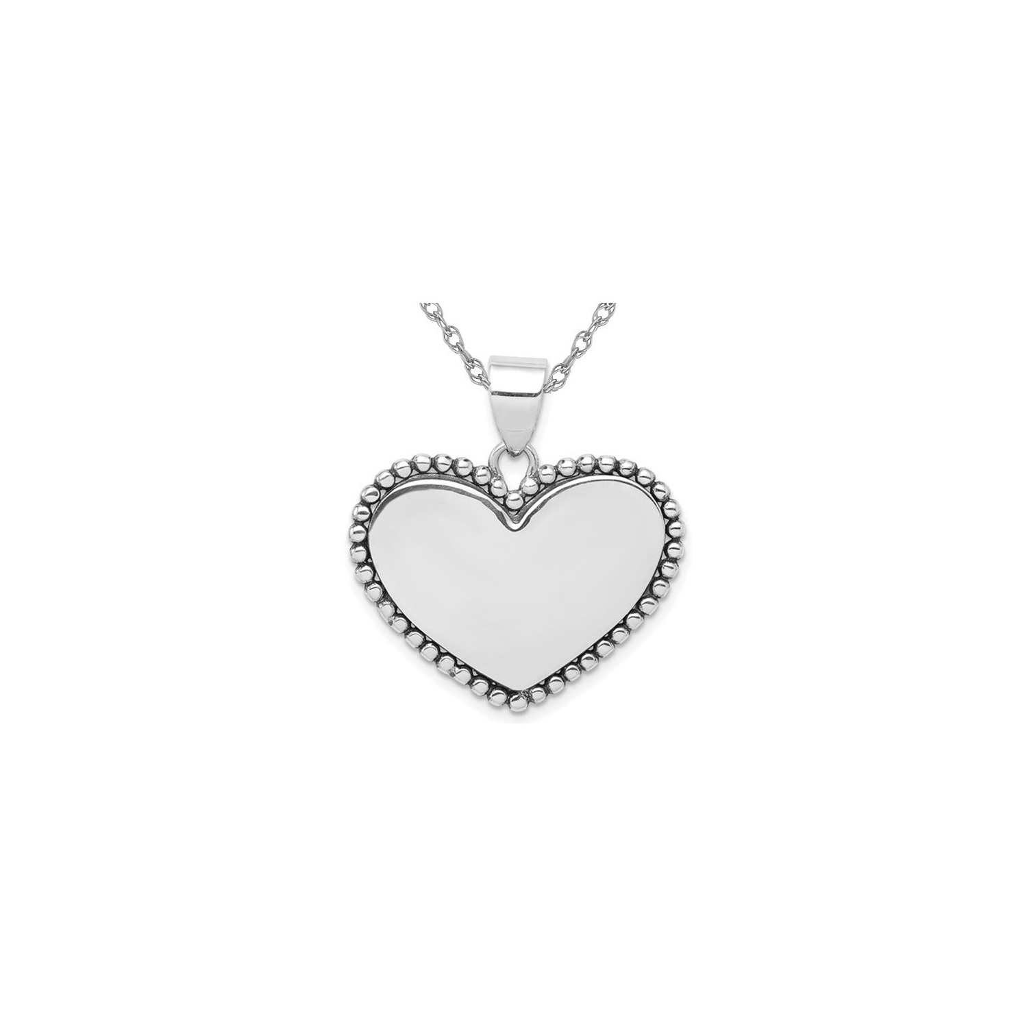 Sterling Silver Polished Heart Pendant Necklace with Chain
