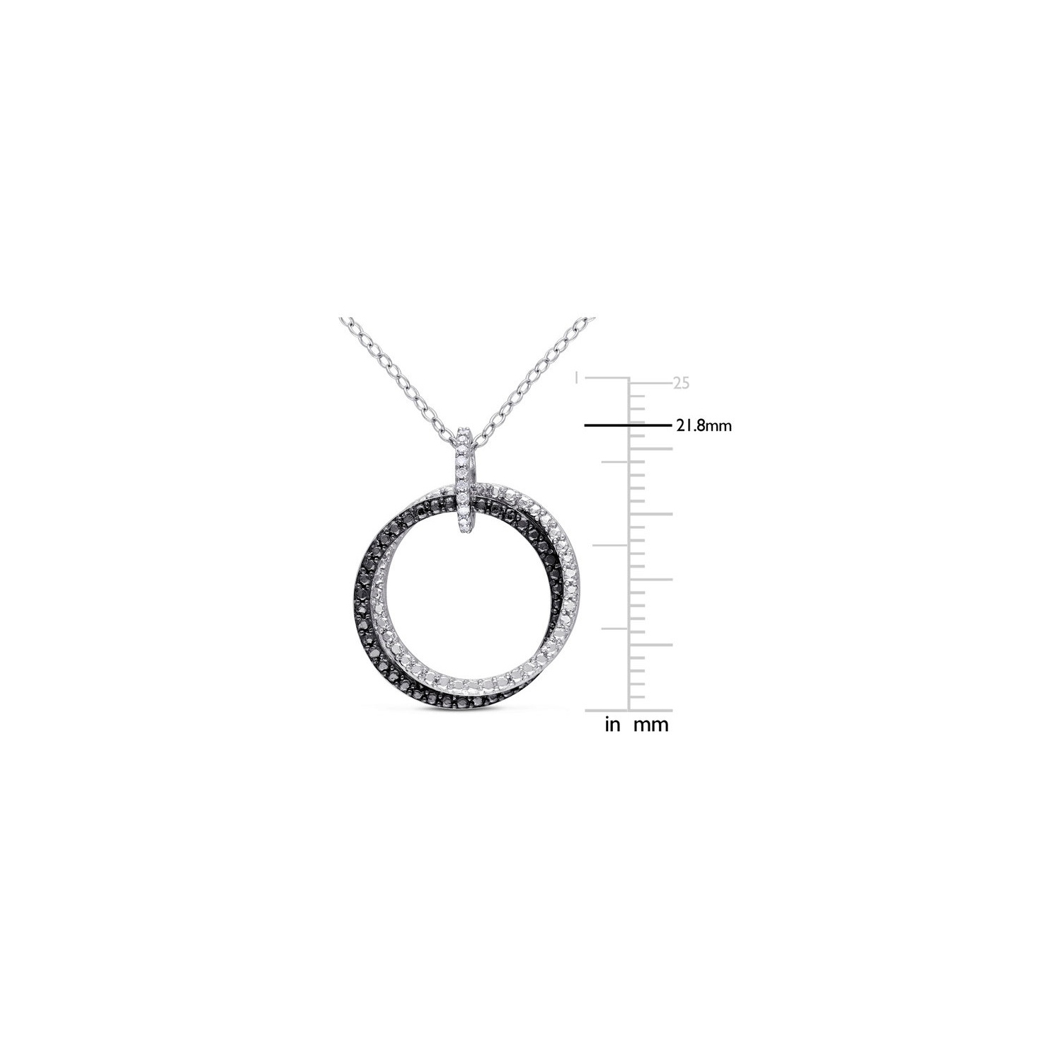 Accent Diamond Circle Pendant Necklace in Sterling Silver with Chain