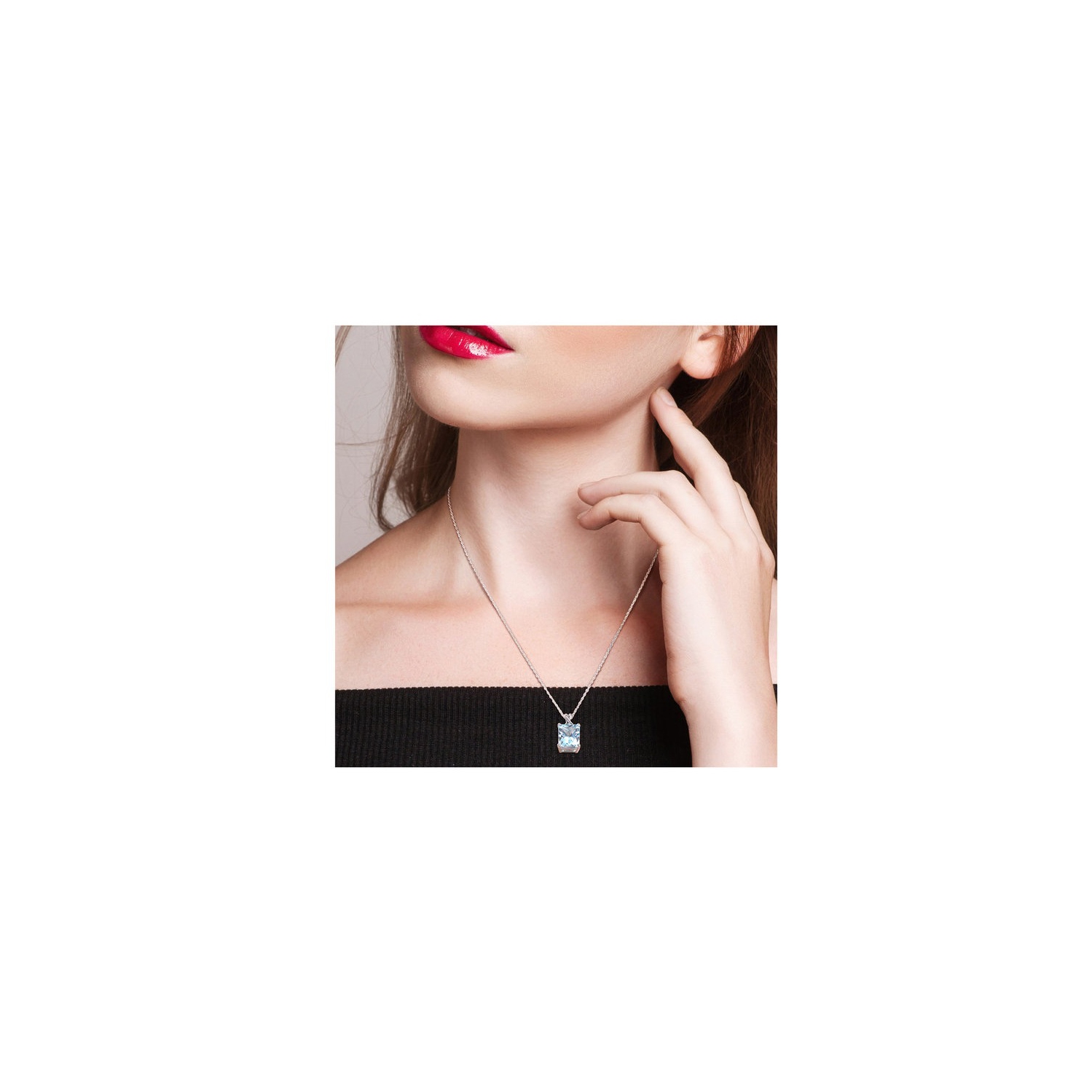 7.45 Carat Blue Topaz Solitaire Pendant Necklace in Sterling Silver with Chain