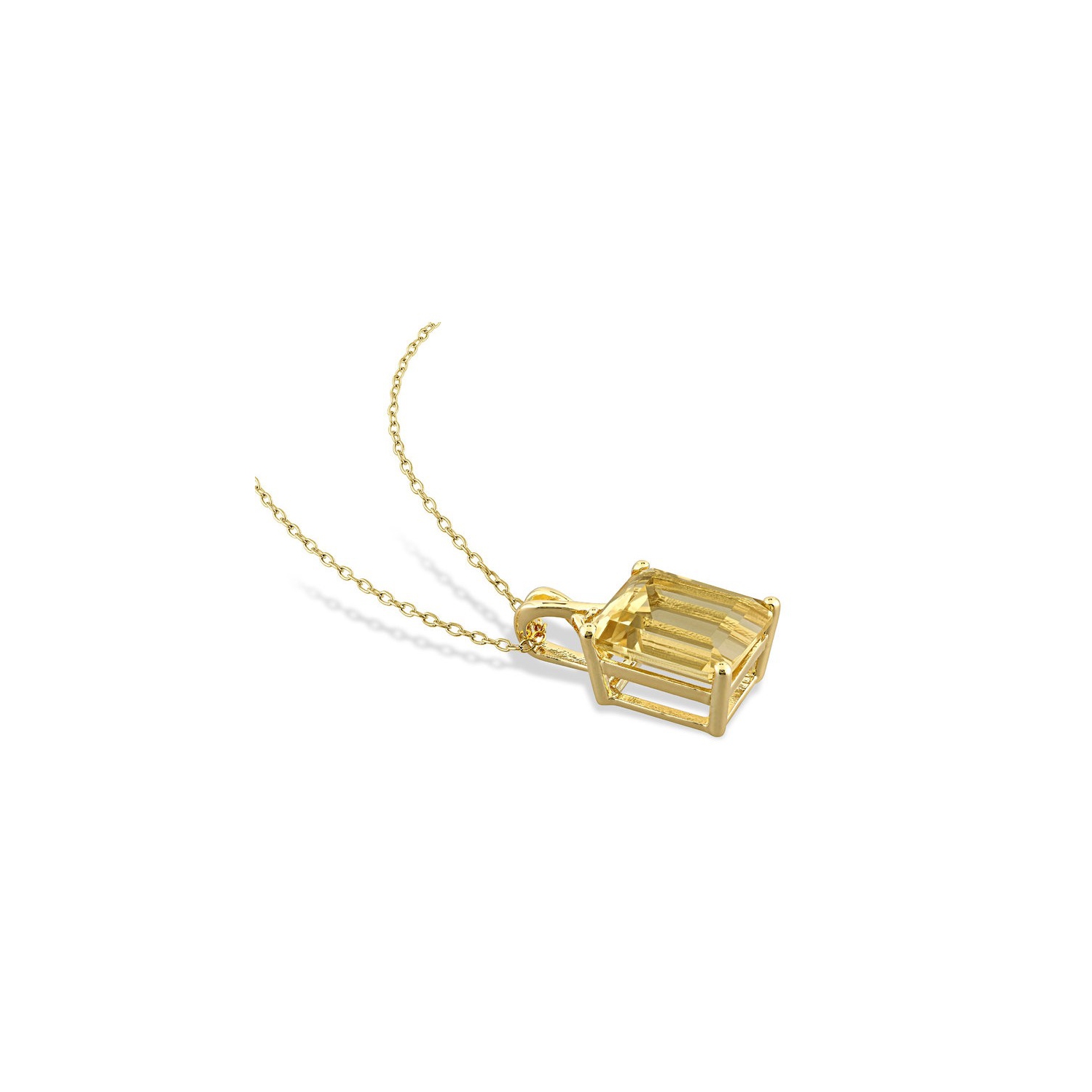 6.55 Carat Emerald-Cut Citrine Pendant Necklace in Sterling Silver with Chain