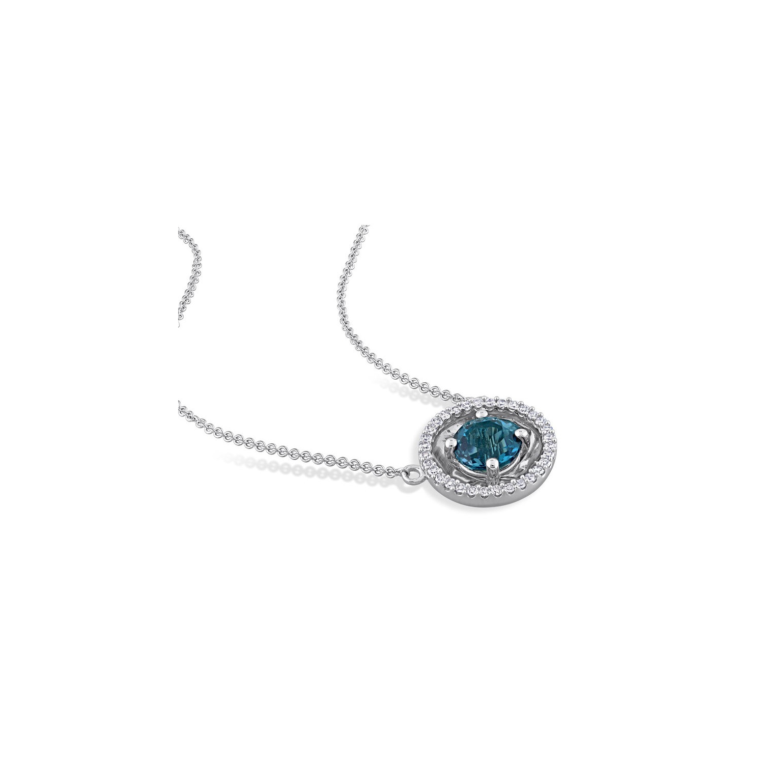 1.00 Carat London Blue Topaz Pendant Necklace in 10K White Gold with Chain