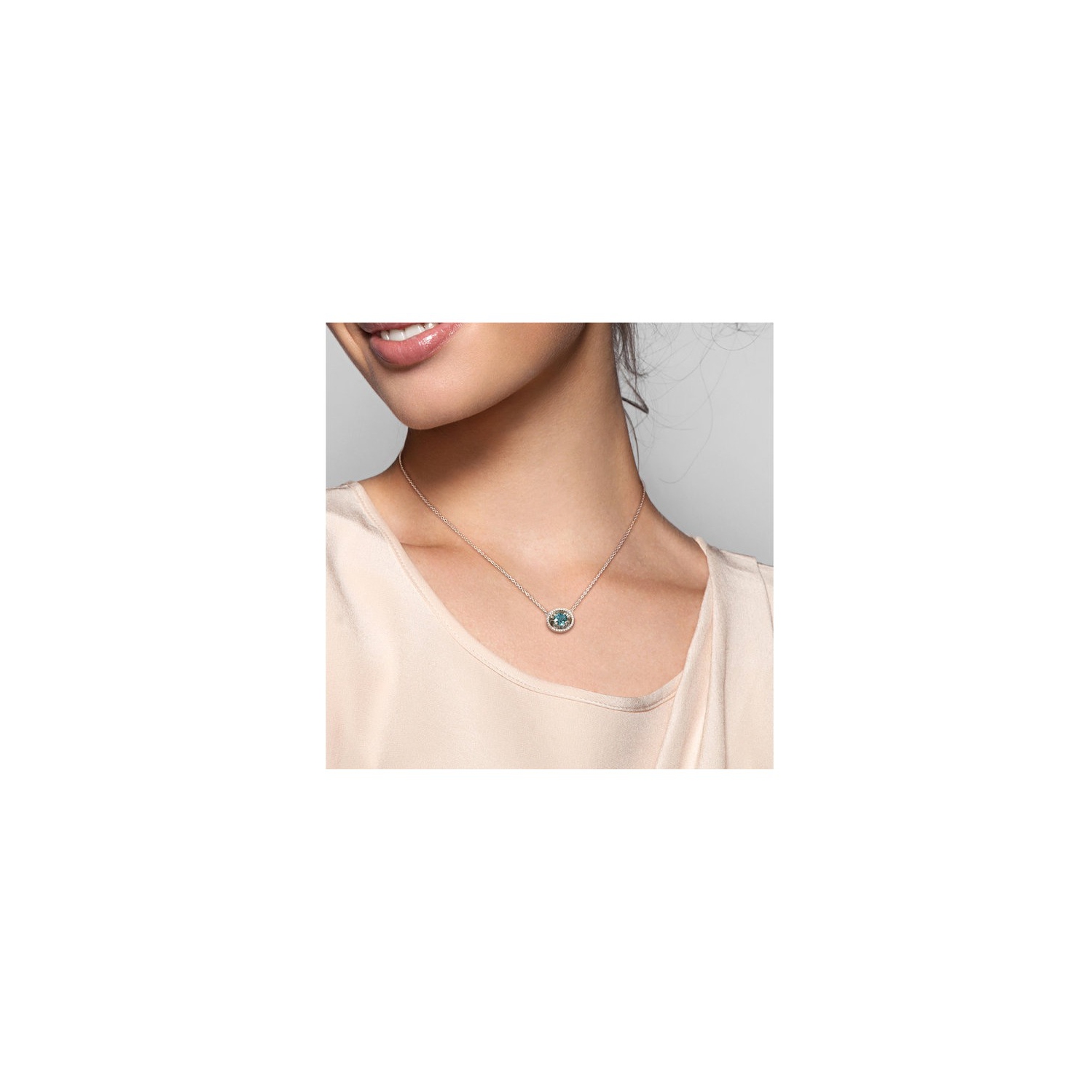 1.00 Carat London Blue Topaz Pendant Necklace in 10K White Gold with Chain