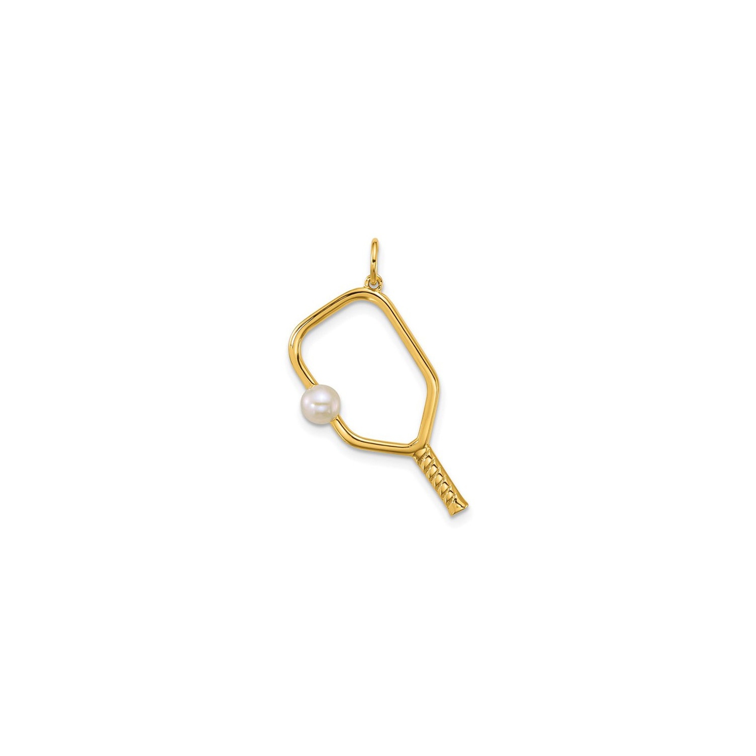 14K Yellow Gold Pickleball Paddle and Pearl Ball Charm Pendant