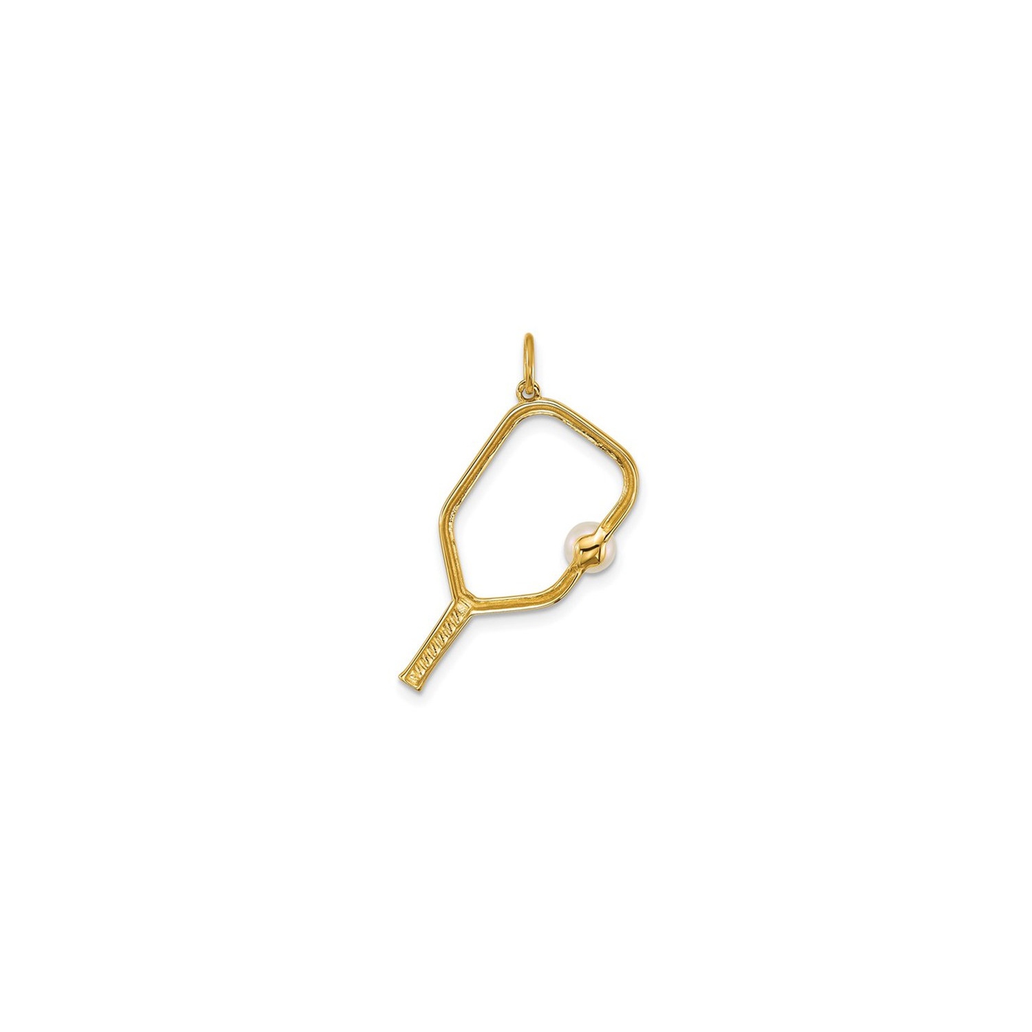 14K Yellow Gold Pickleball Paddle and Pearl Ball Charm Pendant