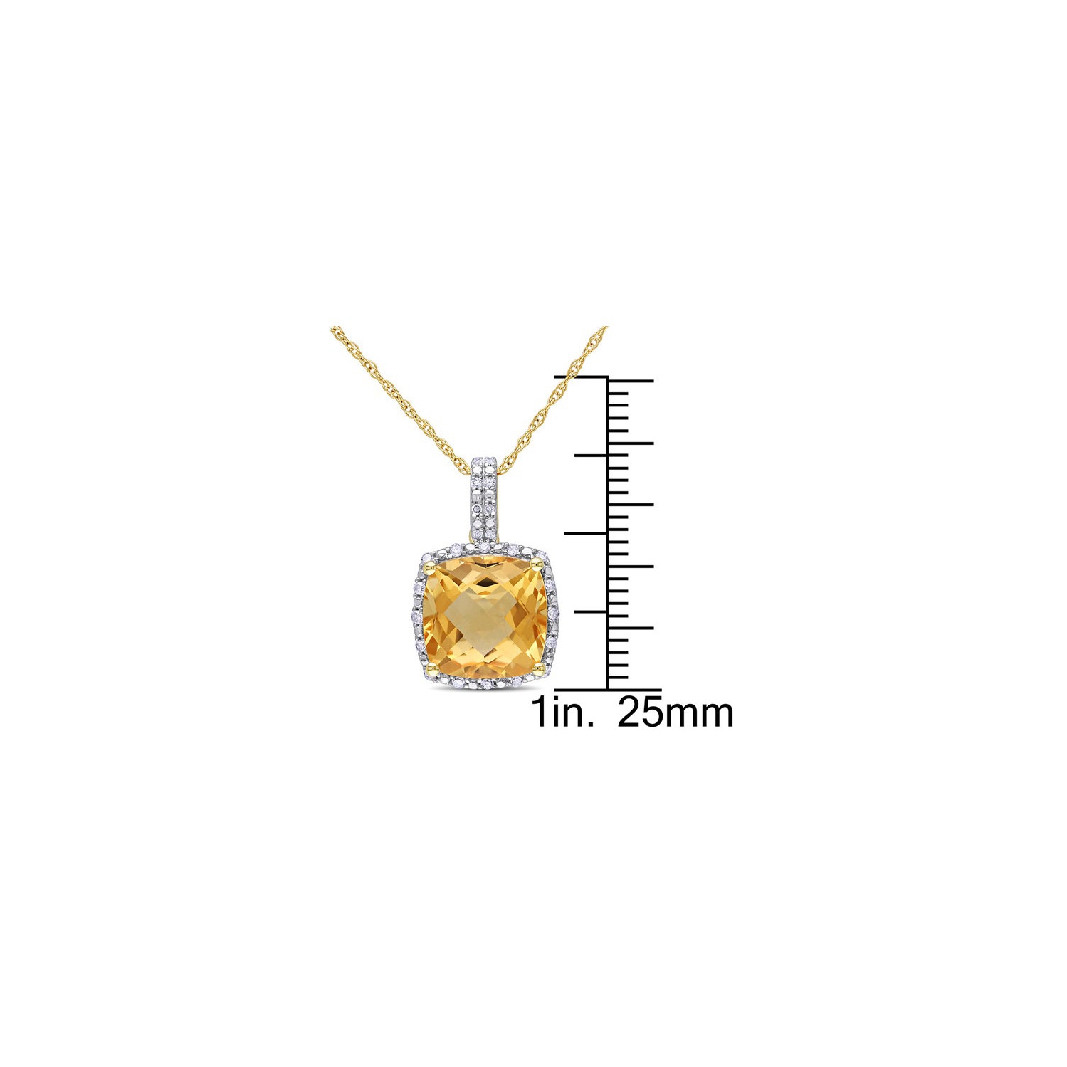 4.00 Carat Citrine Halo Pendant Necklace in 10k Yellow Gold with Chain