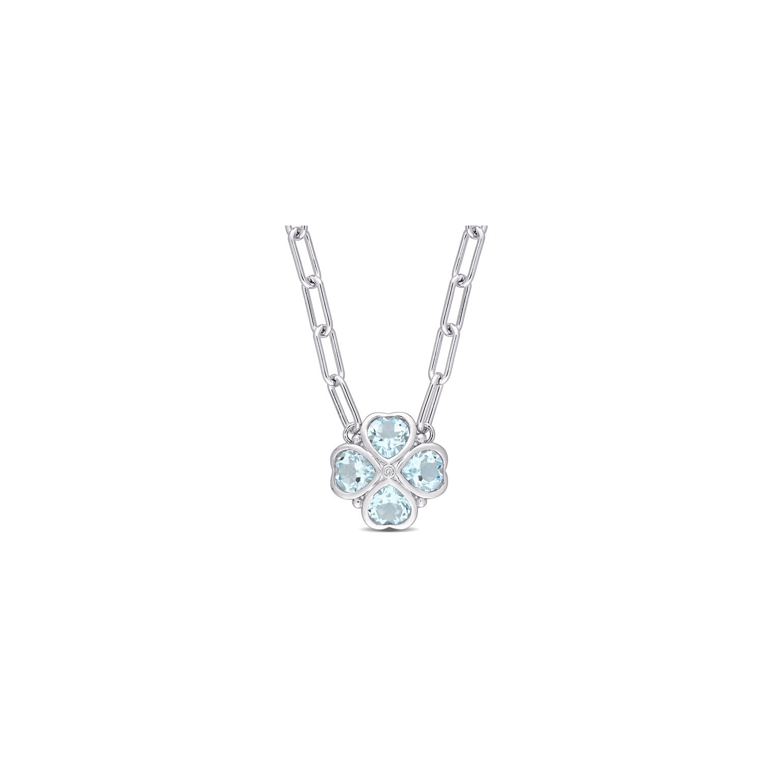 3.92 Carat Blue Topaz Heart Pendant Necklace in Sterling Silver With Chain
