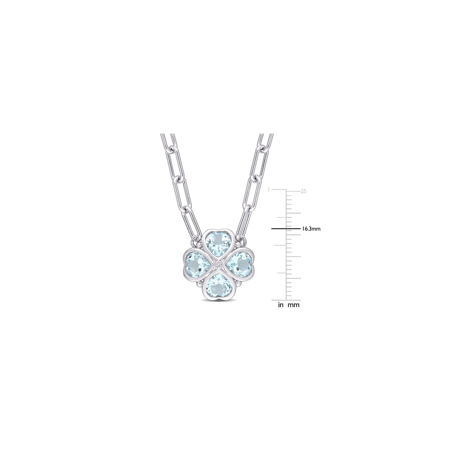 3.92 Carat Blue Topaz Heart Pendant Necklace in Sterling Silver With Chain