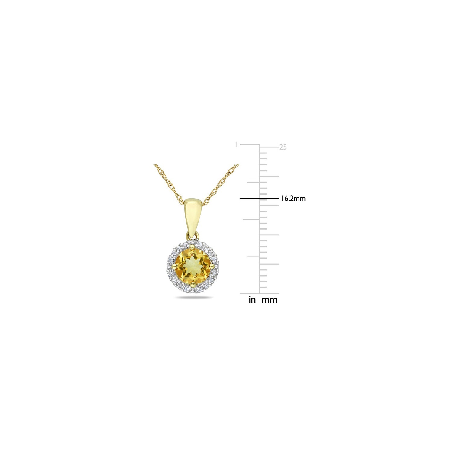 3/4 Carat Citrine Halo Pendant Necklace in 10K Yellow Gold with Chain