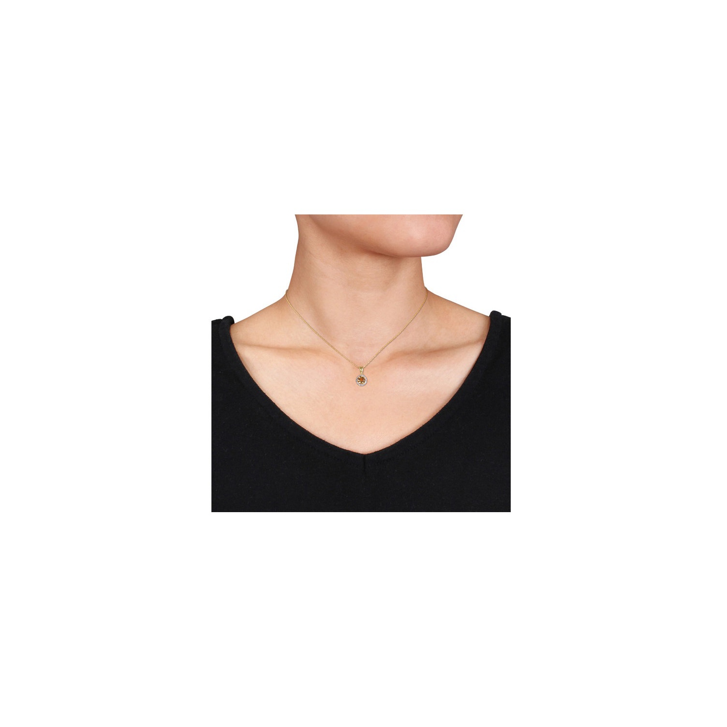 3/4 Carat Citrine Halo Pendant Necklace in 10K Yellow Gold with Chain