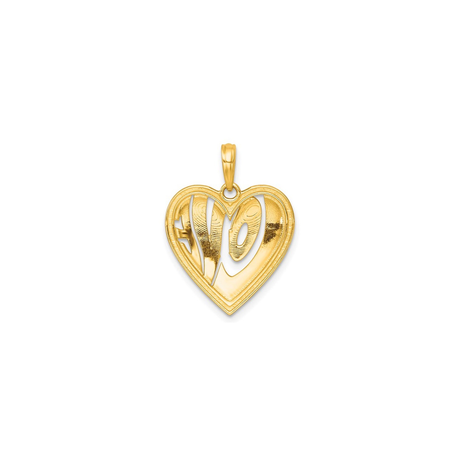 14K Yellow Gold - LOVE - Heart Charm Pendant