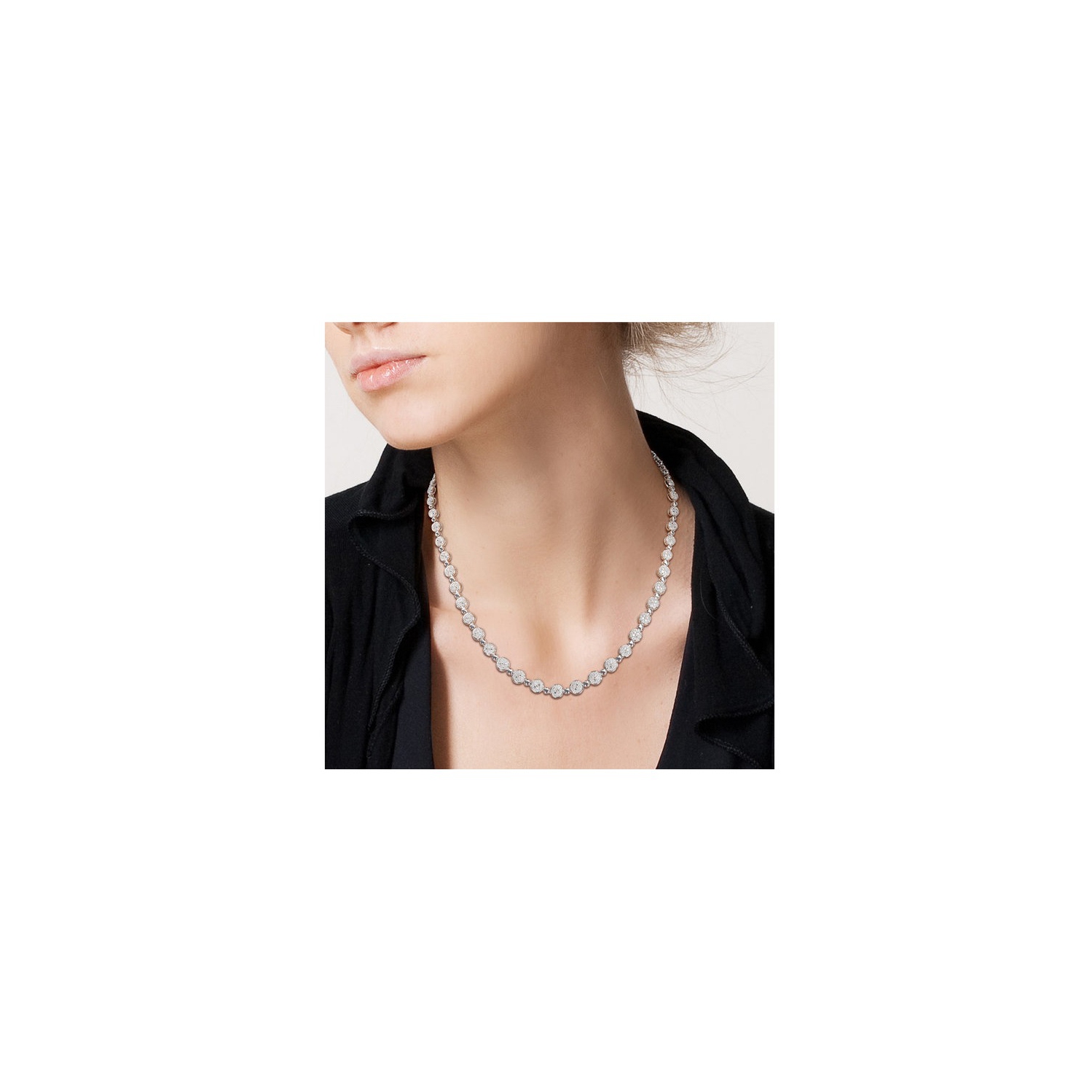 Sterling Silver 1/2 Carat Diamond Tennis Necklace (17 inches 6.5mm)