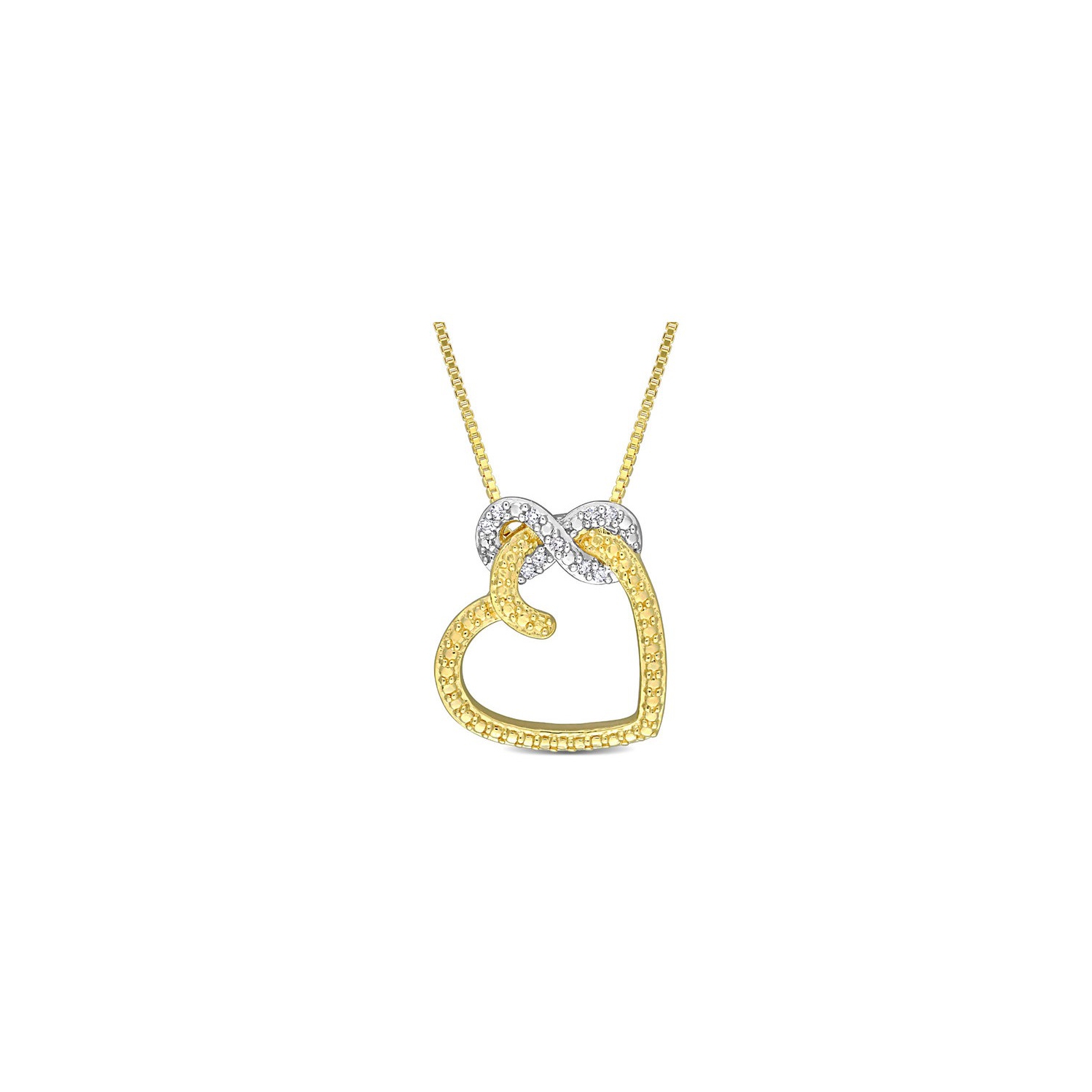 Diamond Accent Infinity Heart Pendant Necklace in Yellow Sterling Silver with Chain
