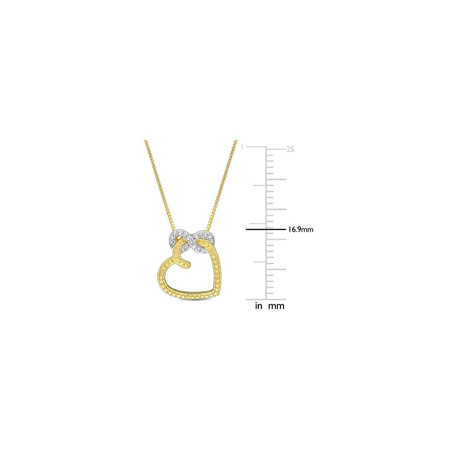 Diamond Accent Infinity Heart Pendant Necklace in Yellow Sterling Silver with Chain