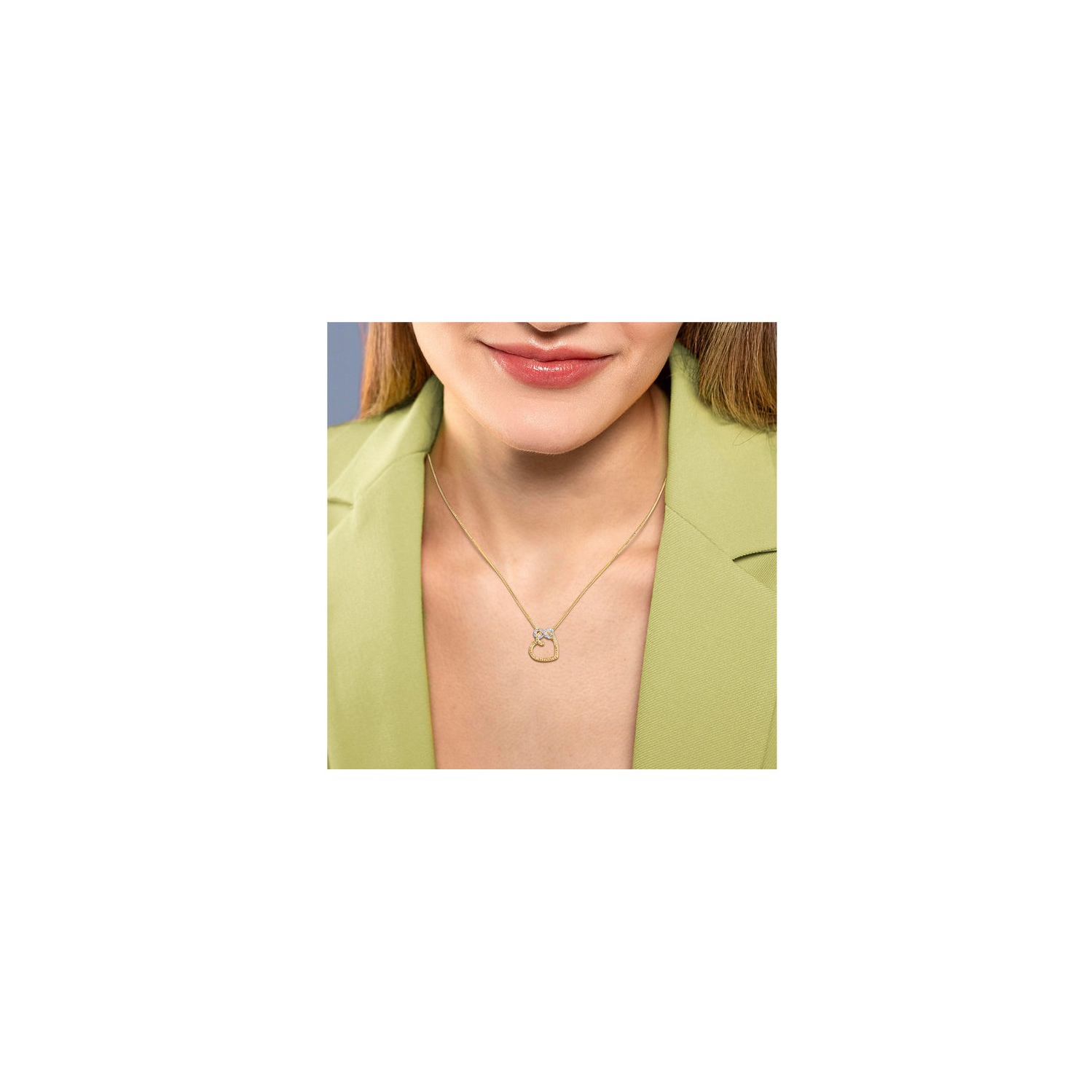 Diamond Accent Infinity Heart Pendant Necklace in Yellow Sterling Silver with Chain