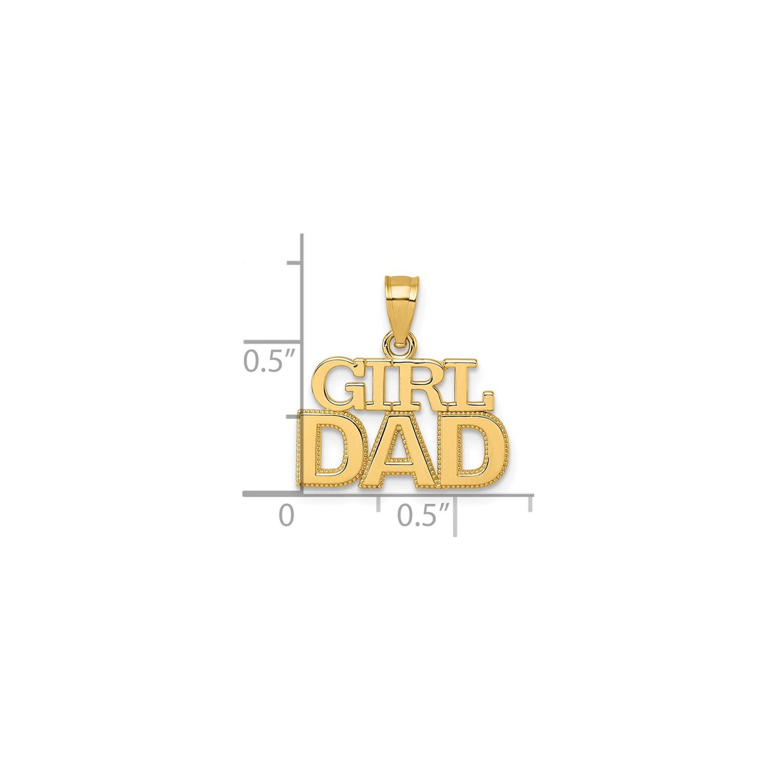 14K Yellow Gold GIRL DAD Charm Pendant