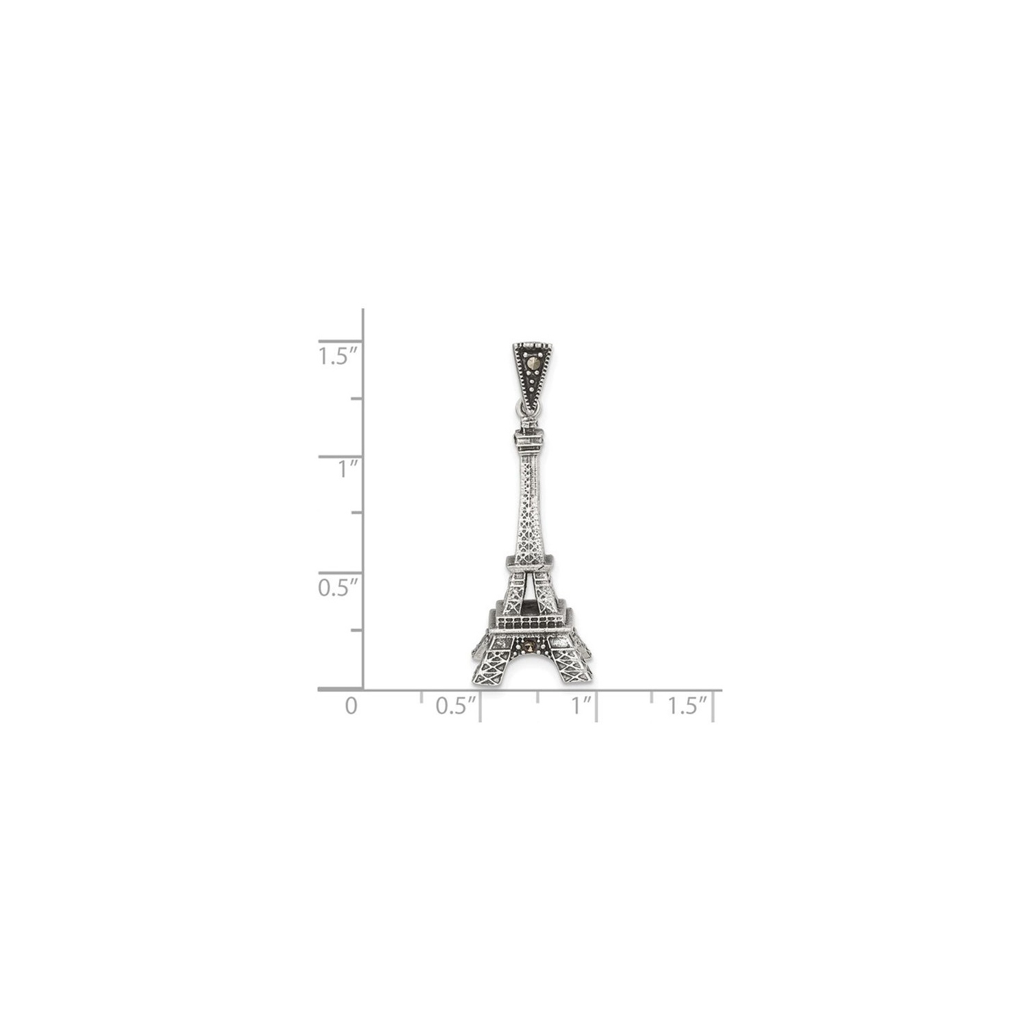 Eiffel Tower Charm Pendant Necklace in Sterling Silver with Chain
