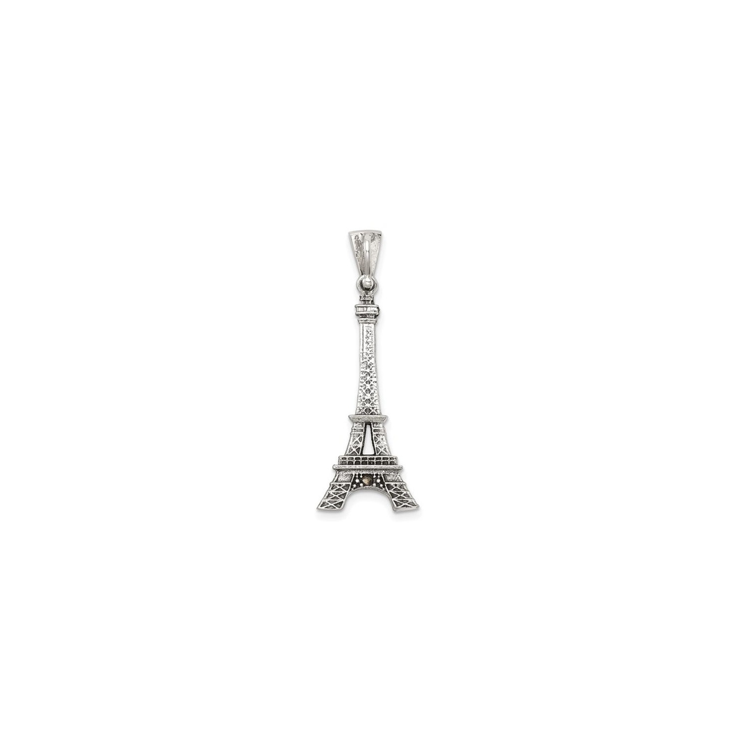 Eiffel Tower Charm Pendant Necklace in Sterling Silver with Chain