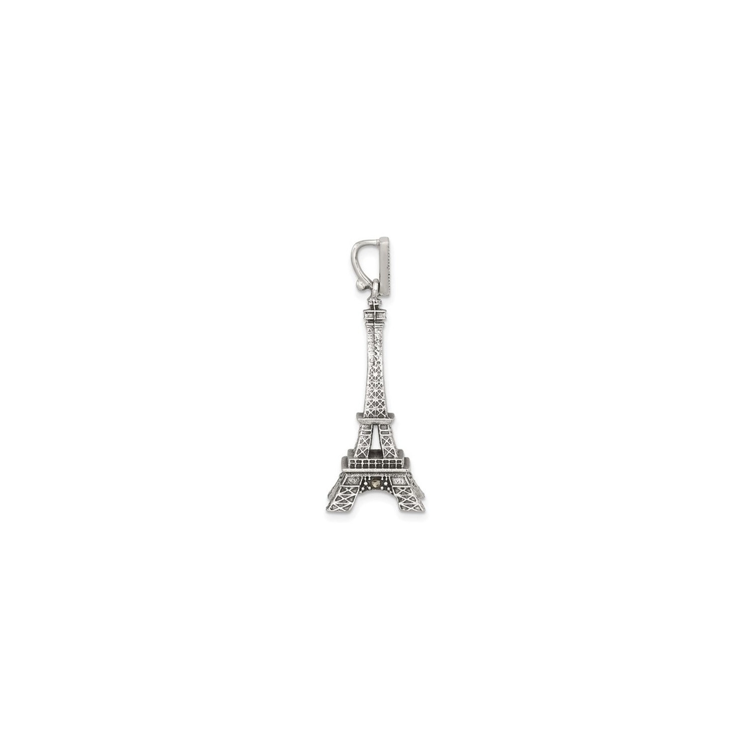 Eiffel Tower Charm Pendant Necklace in Sterling Silver with Chain