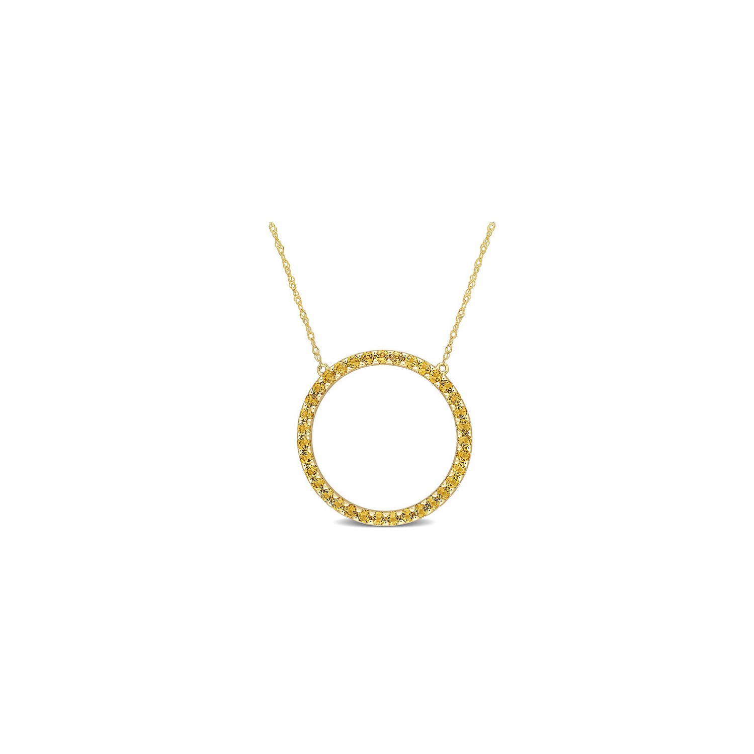 1.40 Carat Citrine Open Circle Pendant Necklace in 10K Yellow Gold with Chain