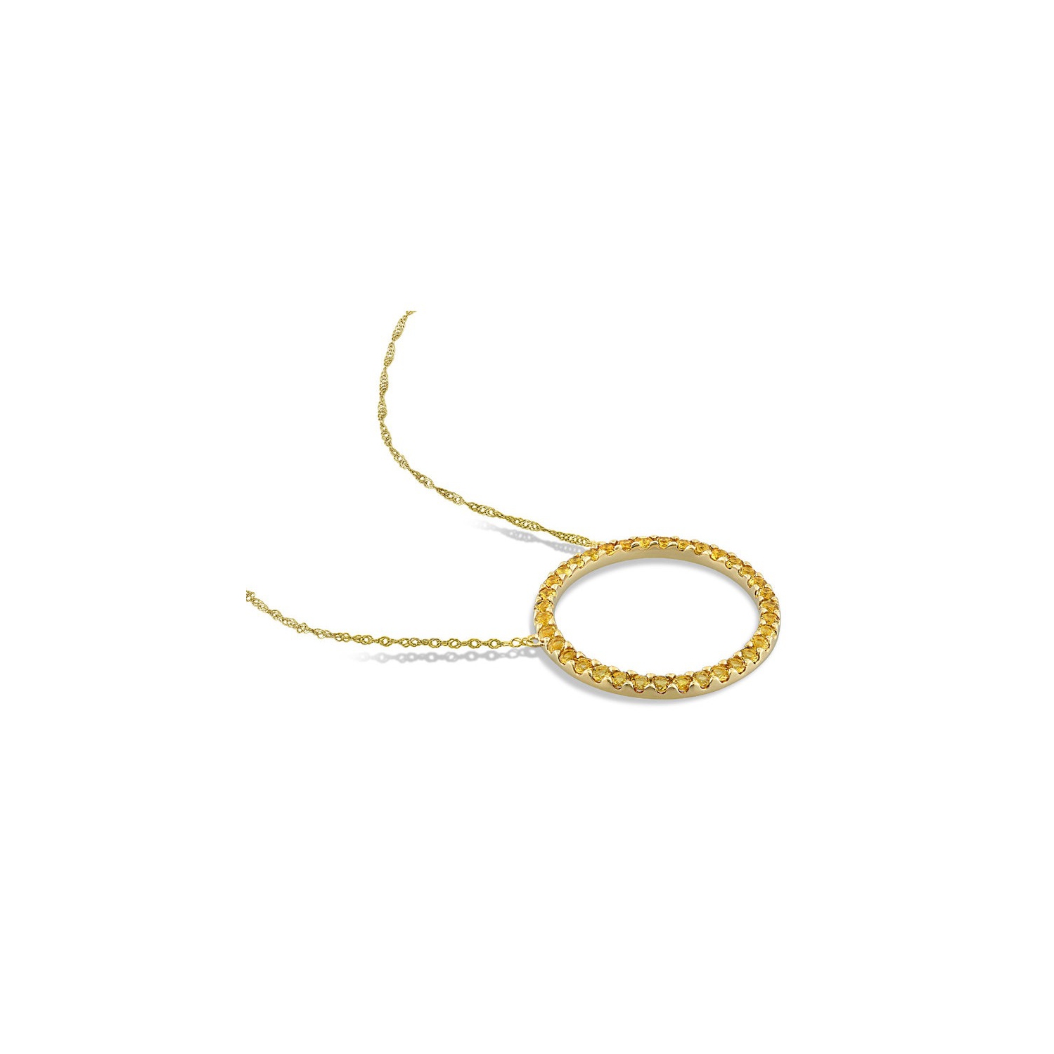 1.40 Carat Citrine Open Circle Pendant Necklace in 10K Yellow Gold with Chain