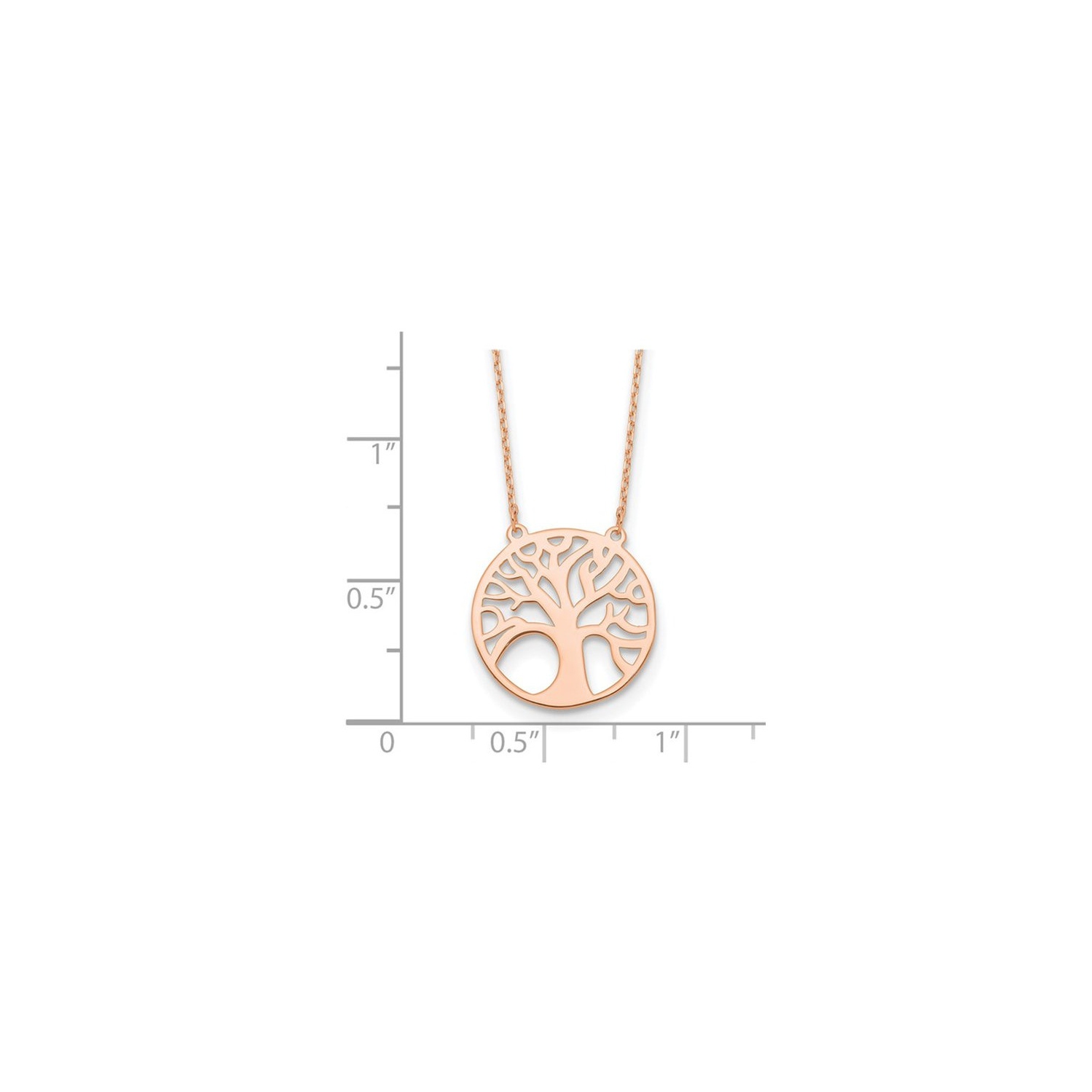 14K Rose Gold Tree of Life Pendant Necklace with Chain