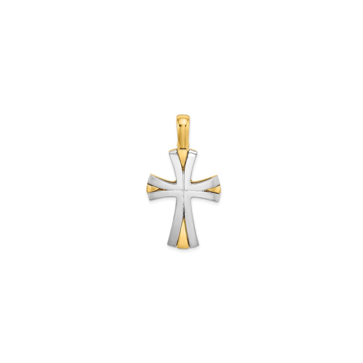 14K Yellow and White Gold Polished Cross Pendant