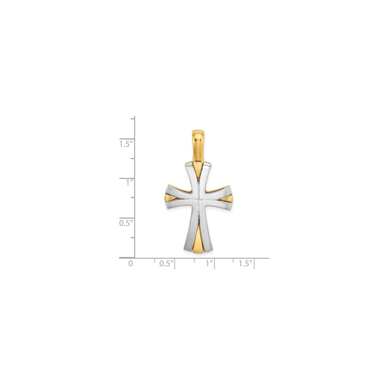 14K Yellow and White Gold Polished Cross Pendant