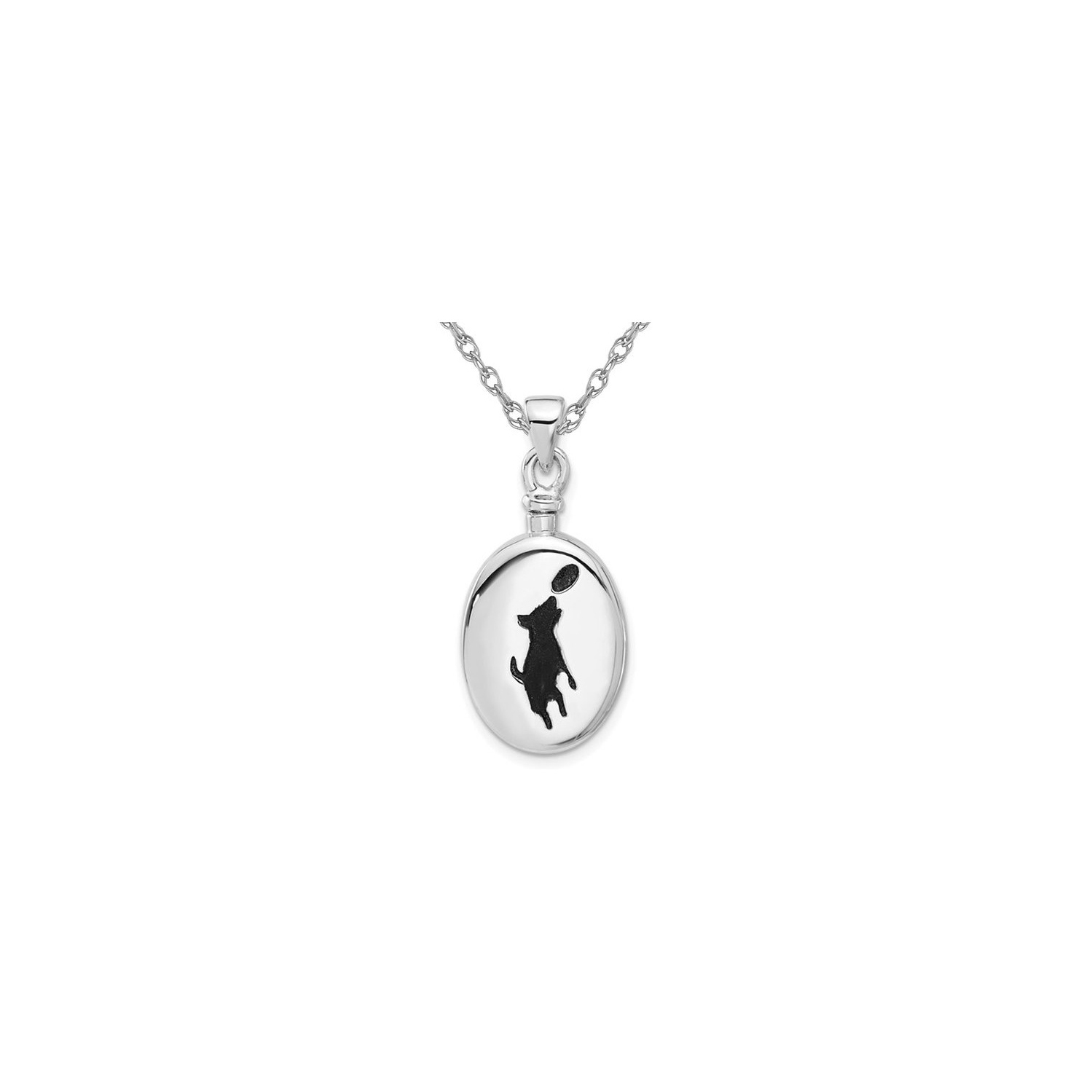 Collier à pendentif en frêne avec chaîne en forme de chien en argent sterling