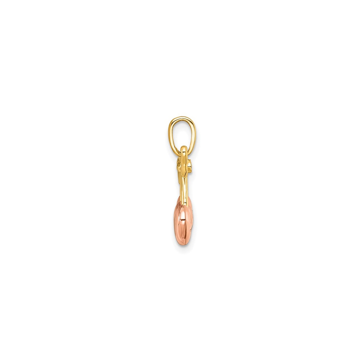 Pendentif en forme de cerises en forme de coeur et de boucle en or jaune et rose 14 K