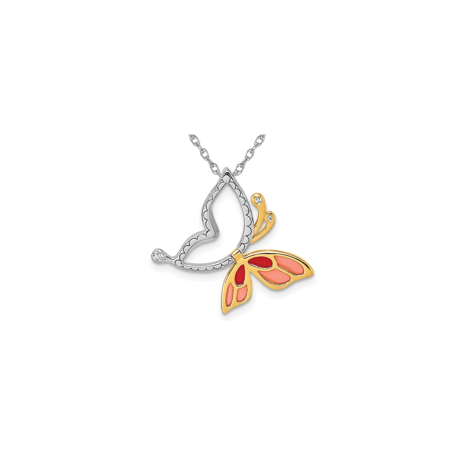 Sterling Silver Butterfly Charm Pendant Necklace with Chain
