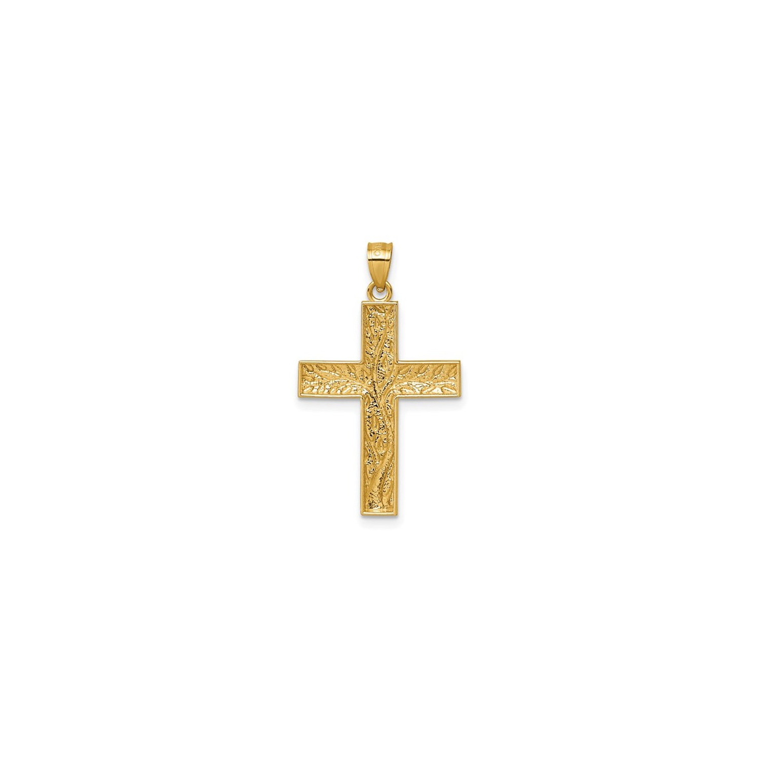 Pendentif en forme d'arbre floral en or jaune et blanc 14 K avec croix à feuilles