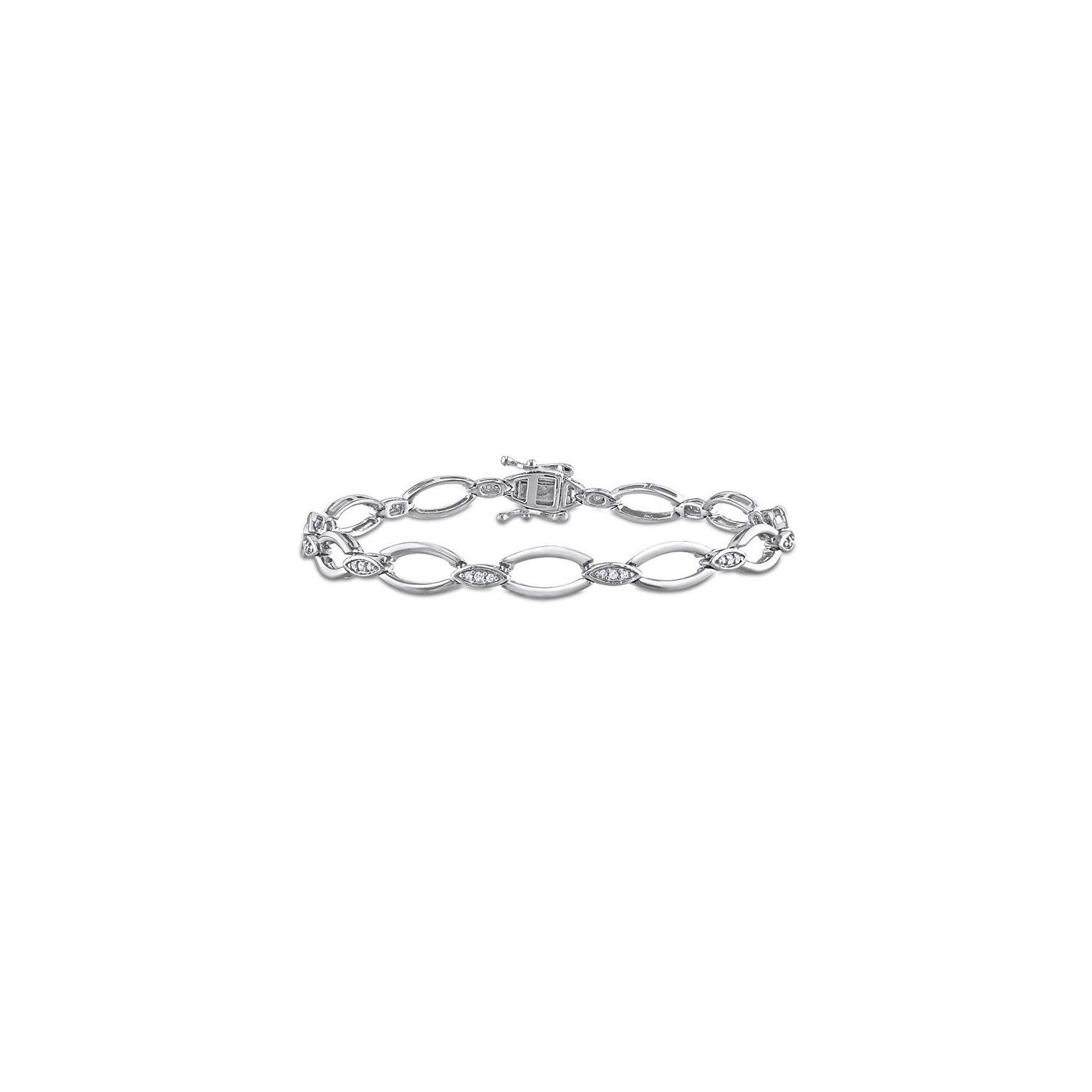 1/4 Carat Diamond Oval Link Bracelet in Sterling Silver