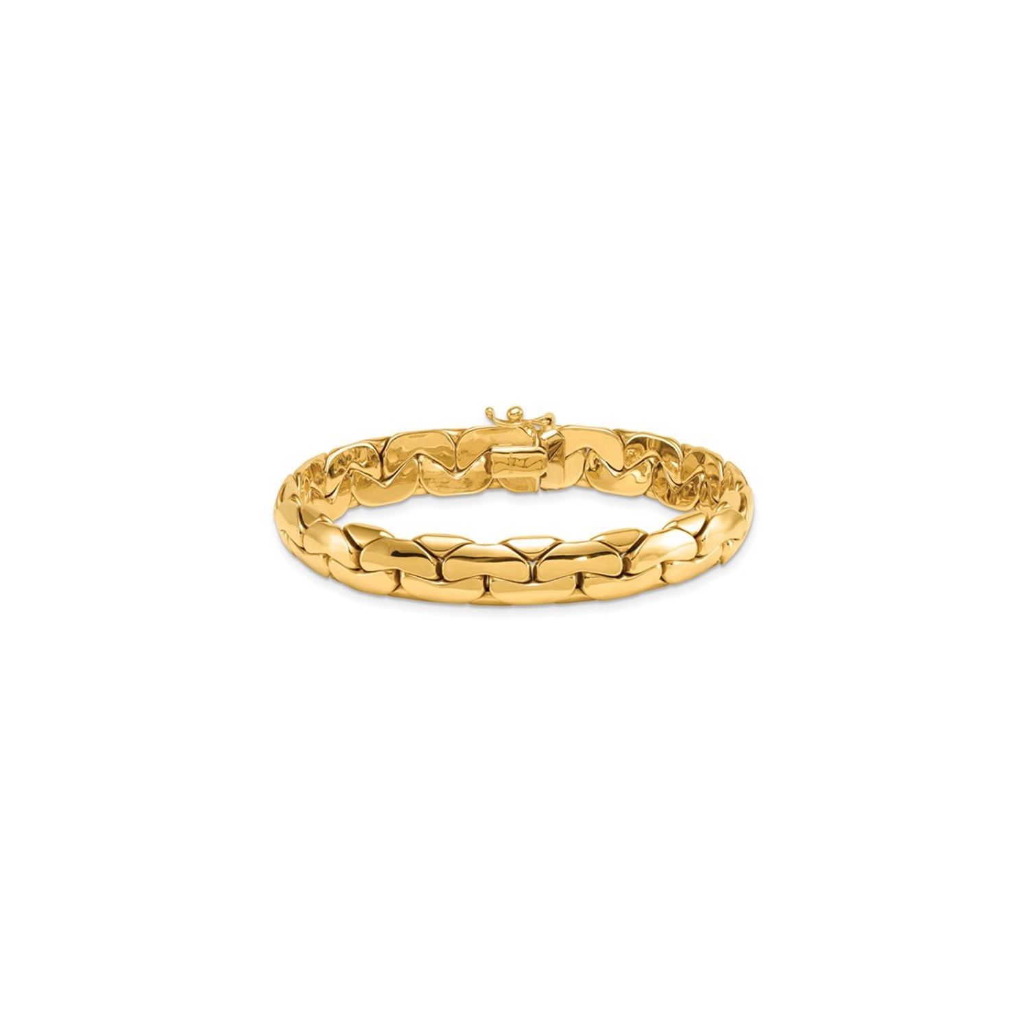 Bracelet à mailles fantaisie en or jaune 14 ct poli pour femmes